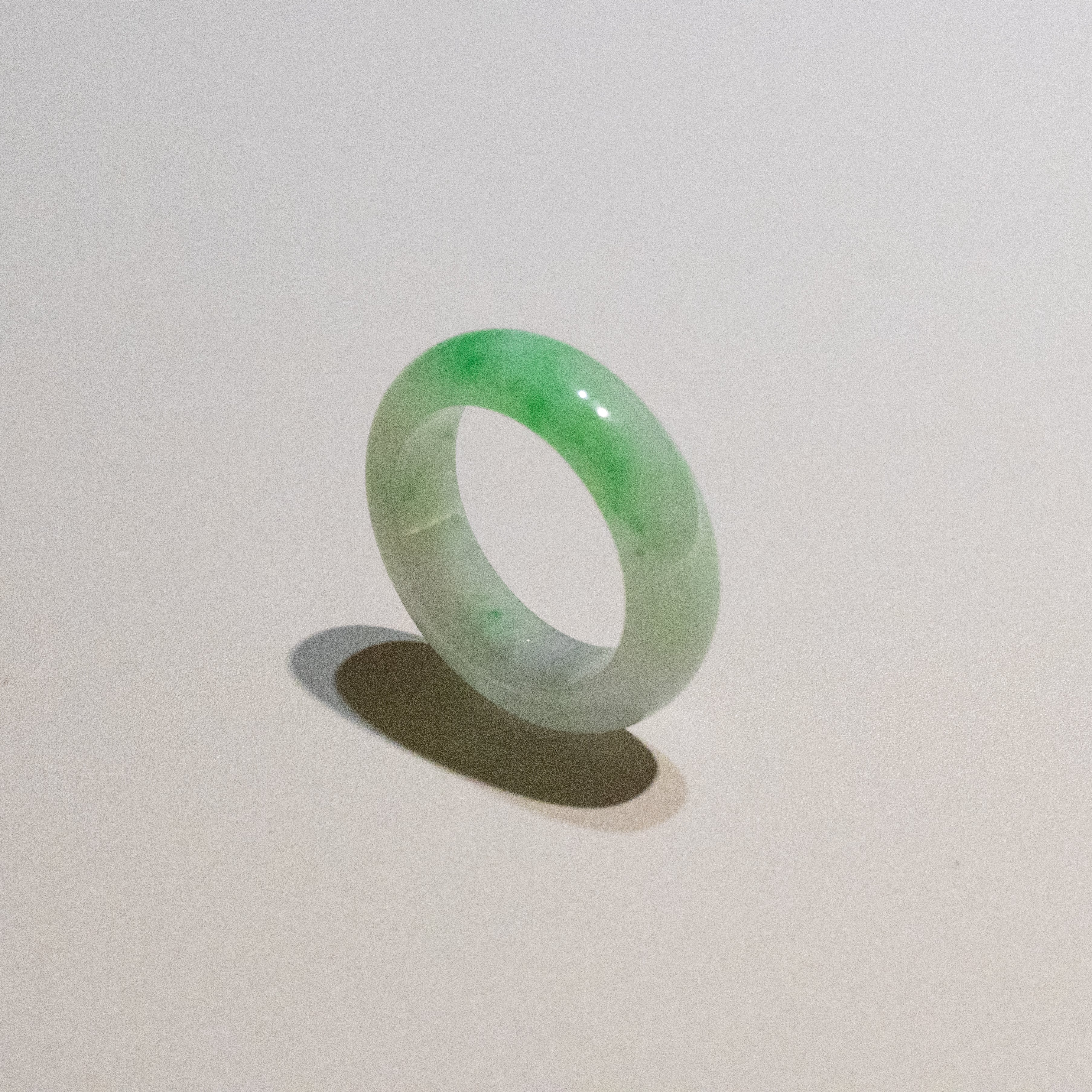 US 6.75 Green Burmese Jade Ring Band - Type A Natural Jadeite