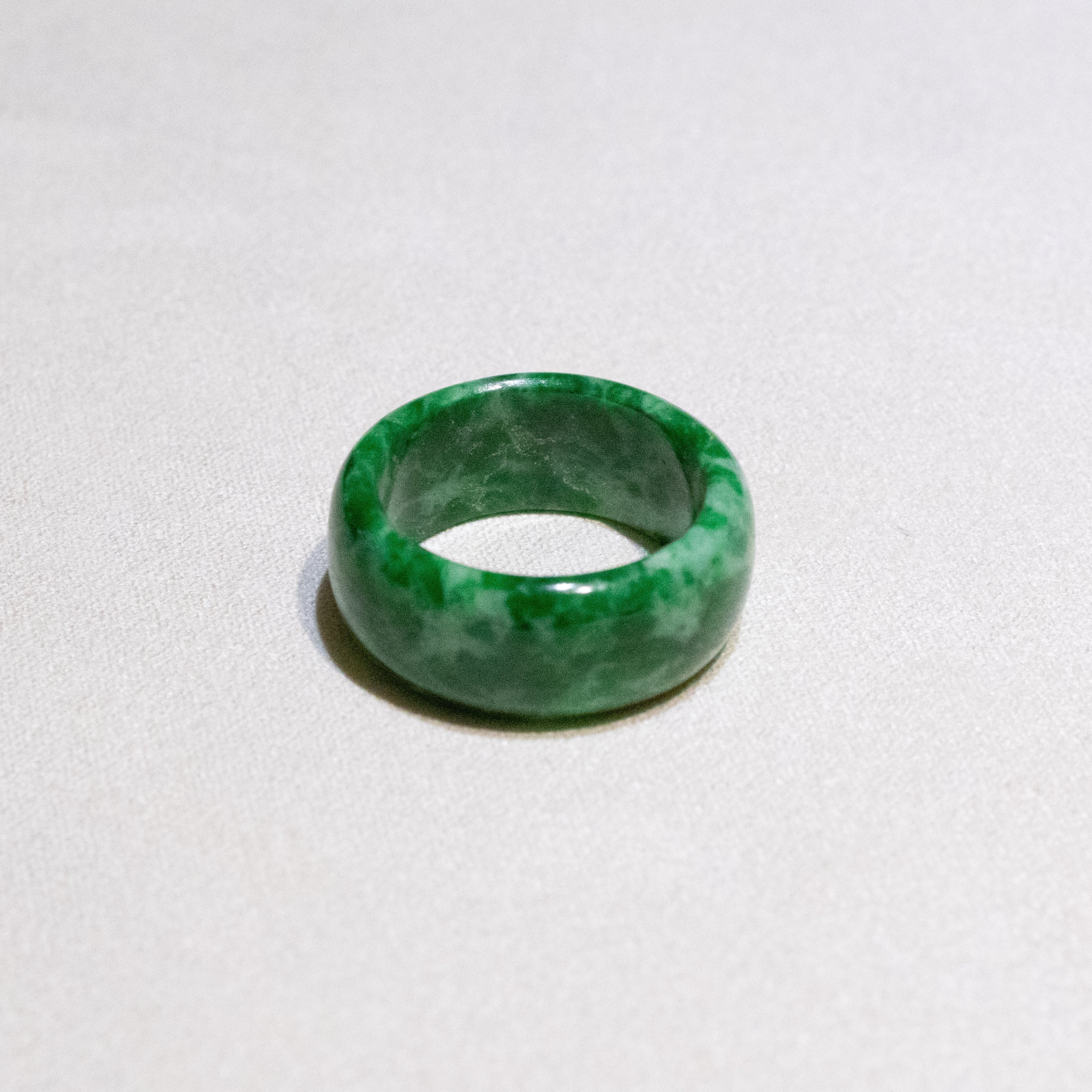 Size 6 Natural Type-A Burmese Intense Green Jade Band Ring