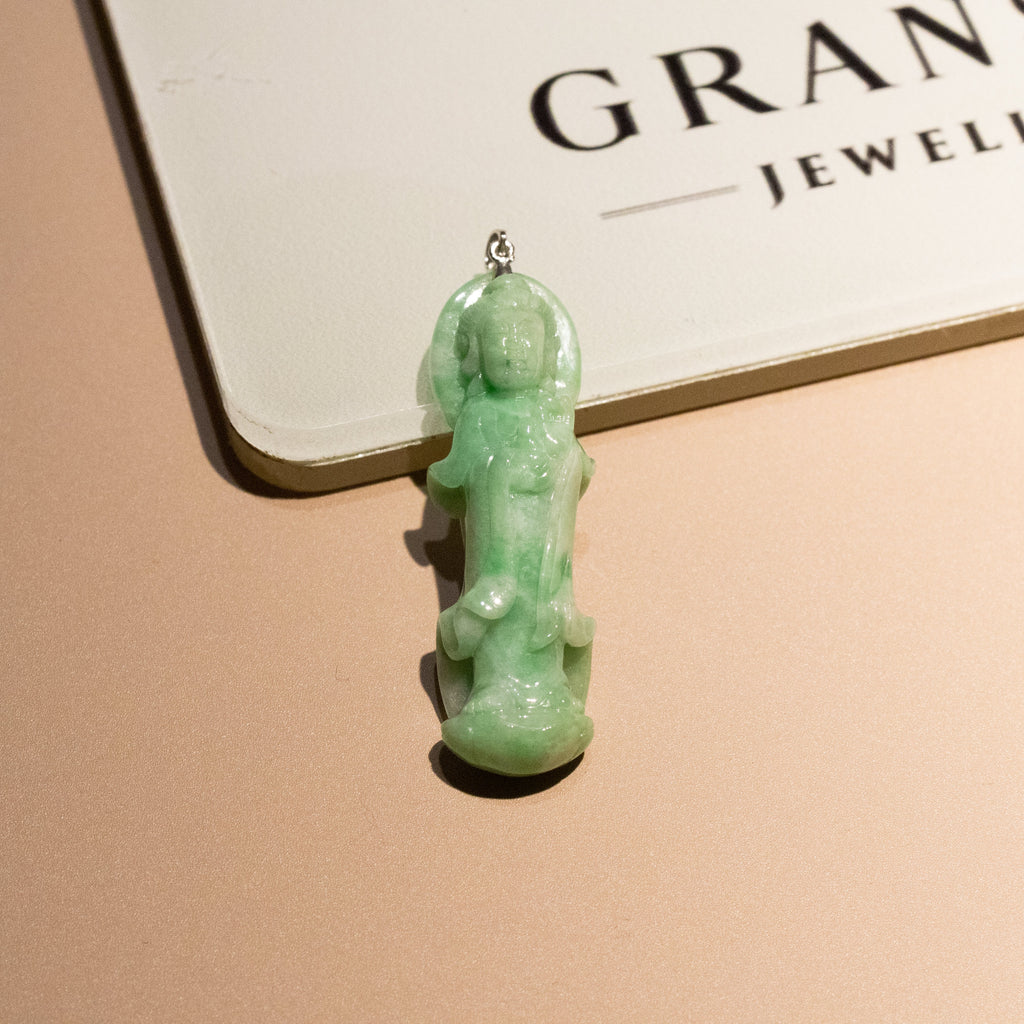 Gransky Apple Green GuanYin (Kwan yin) Jade Pendant
