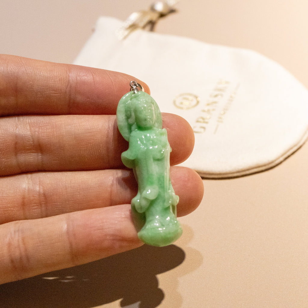 Gransky Apple Green GuanYin (Kwan yin) Jade Pendant