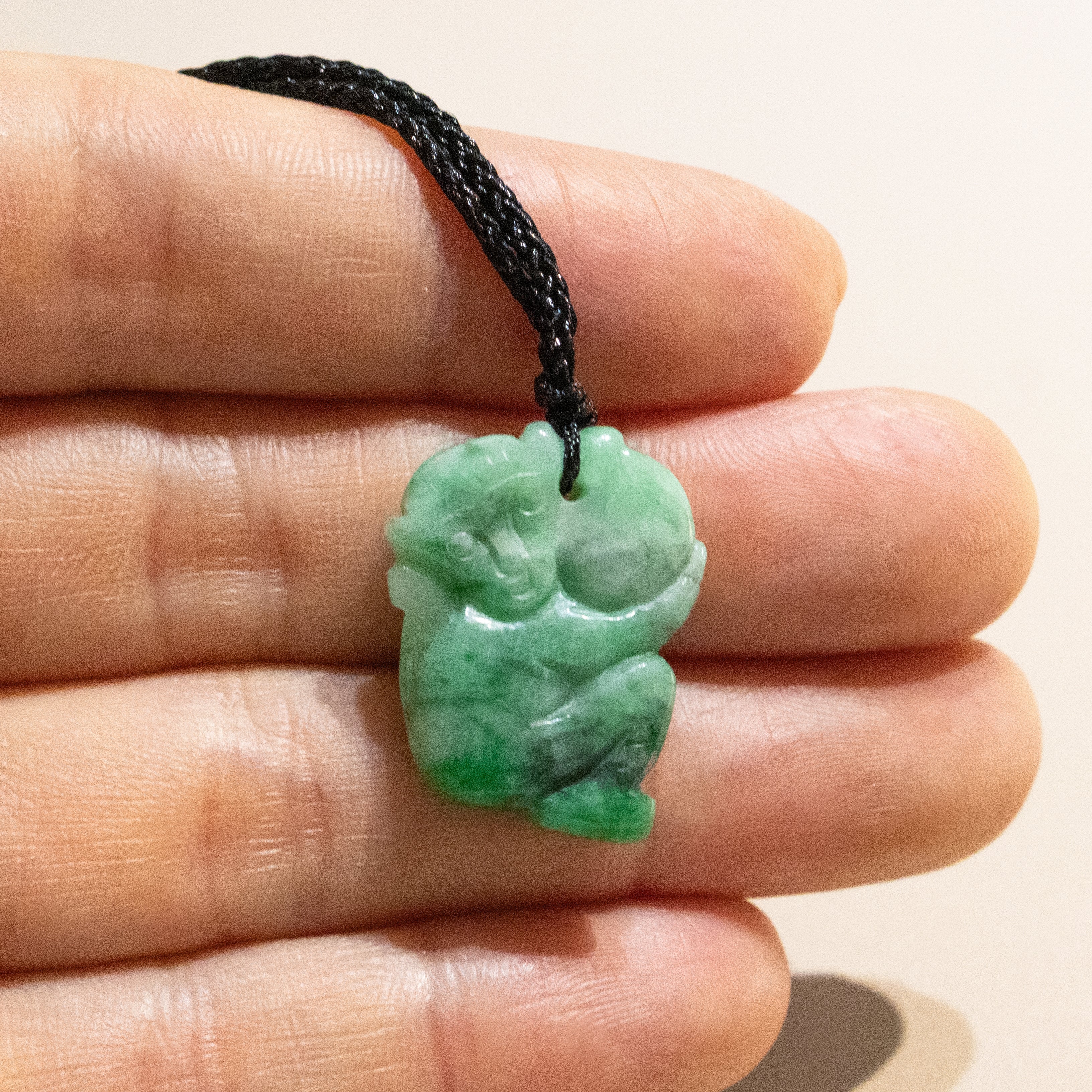 Gransky Jewellery Beautiful Green Jade Monkey Pendant Necklace