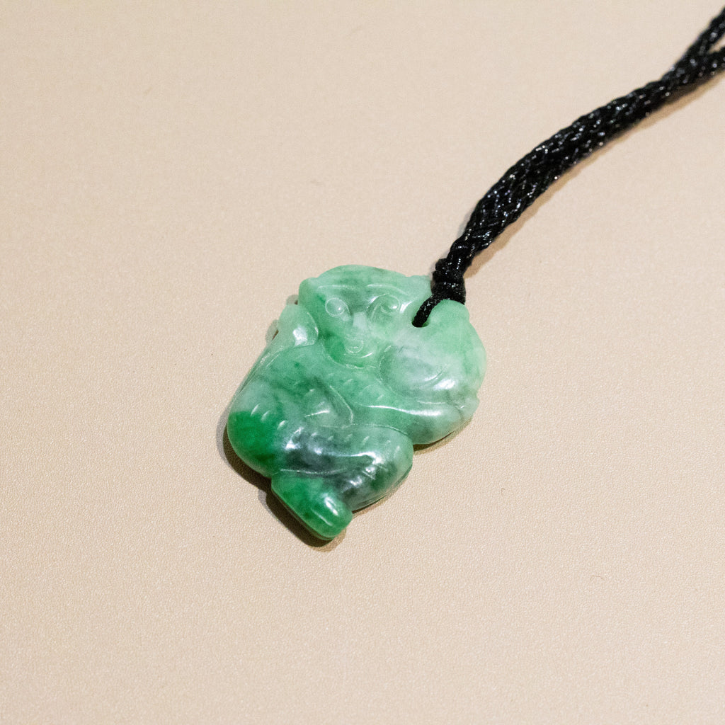Gransky Jewellery Beautiful Green Jade Monkey Pendant Necklace