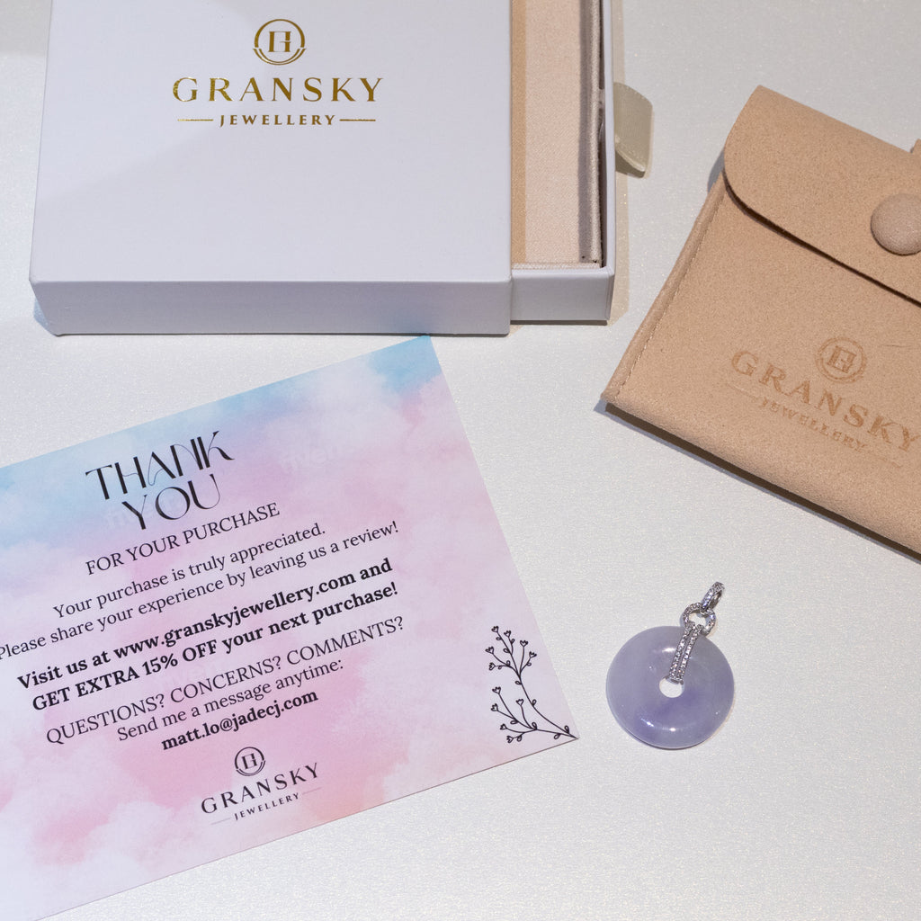 Luxurious Purple Jade Donut Pendant Necklace in 18K White Gold with Diamonds