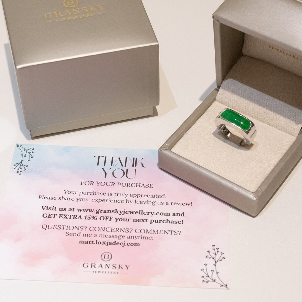 GRANSKY X KATHERINE US 7 18K Gold A-Grade Natural Vivid Green Jadeite Ring