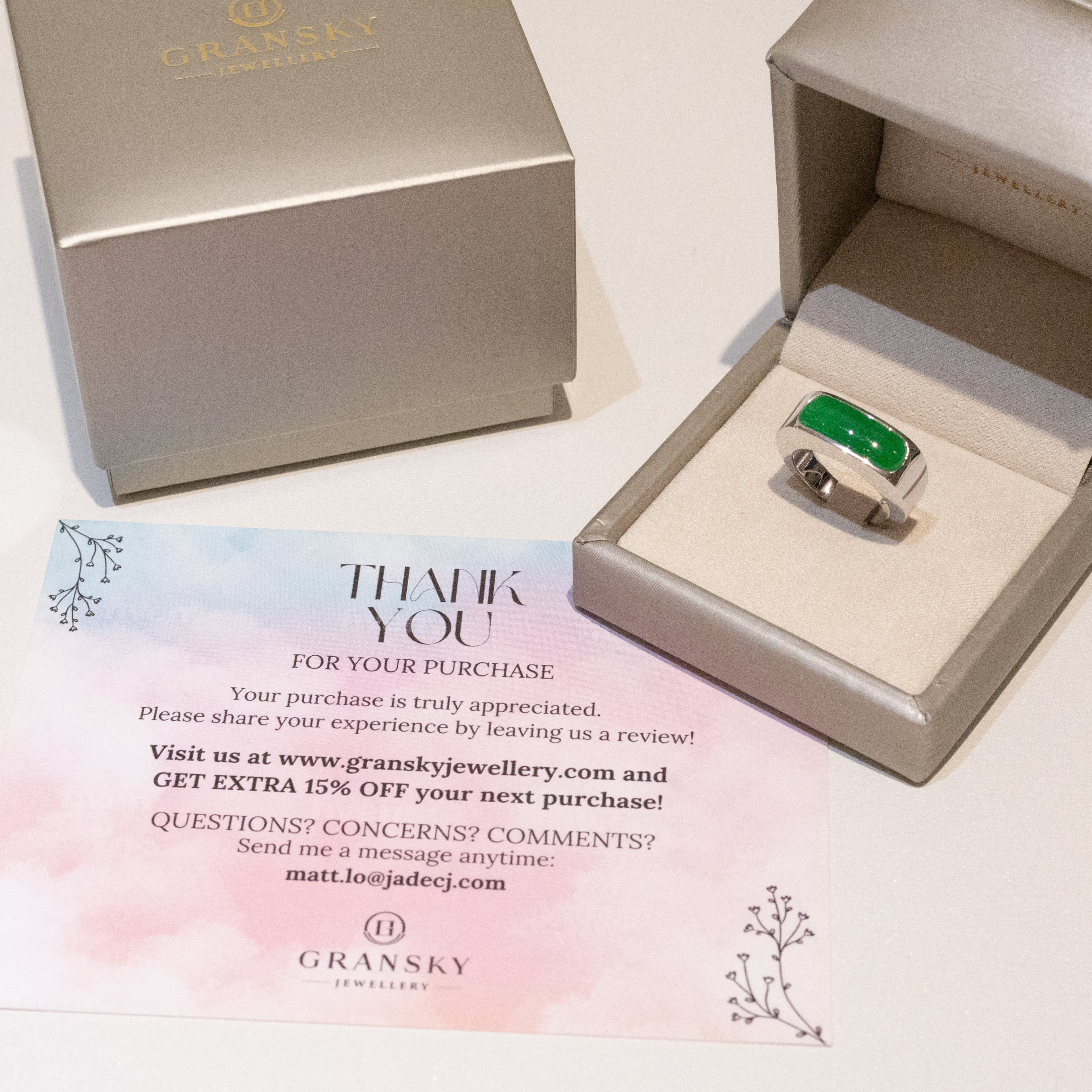 GRANSKY X KATHERINE US 7 18K Gold A-Grade Natural Vivid Green Jadeite Ring