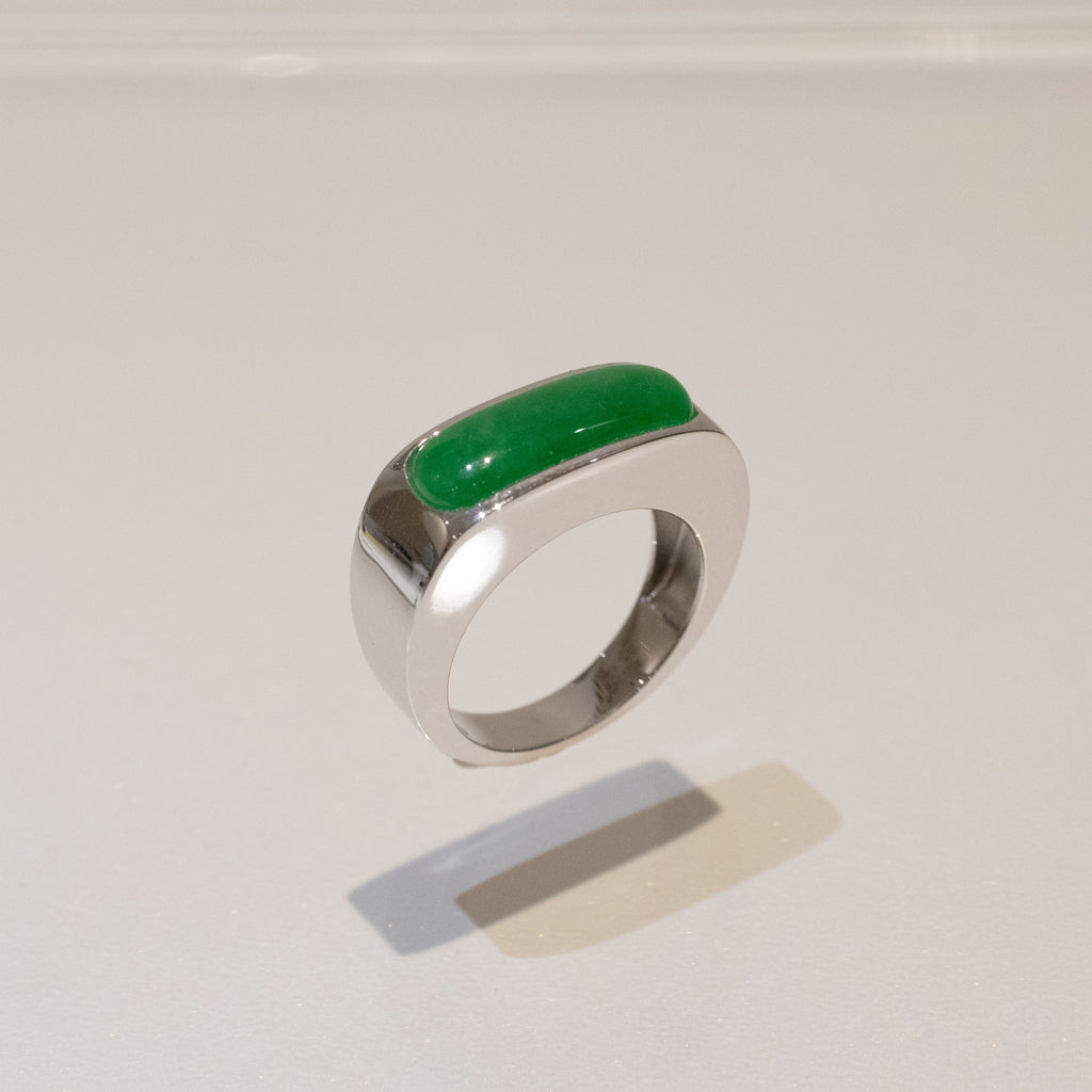 GRANSKY X KATHERINE US 7 18K Gold A-Grade Natural Vivid Green Jadeite Ring