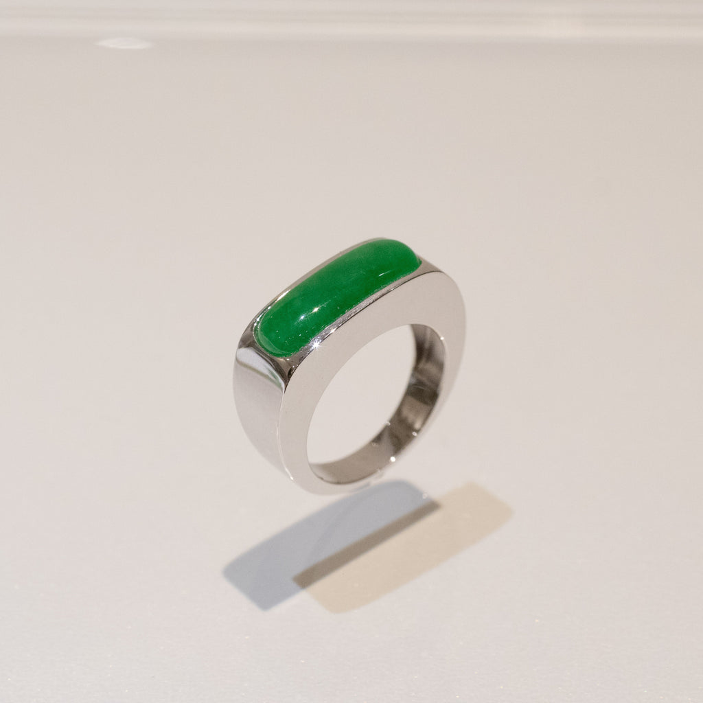 GRANSKY X KATHERINE US 7 18K Gold A-Grade Natural Vivid Green Jadeite Ring