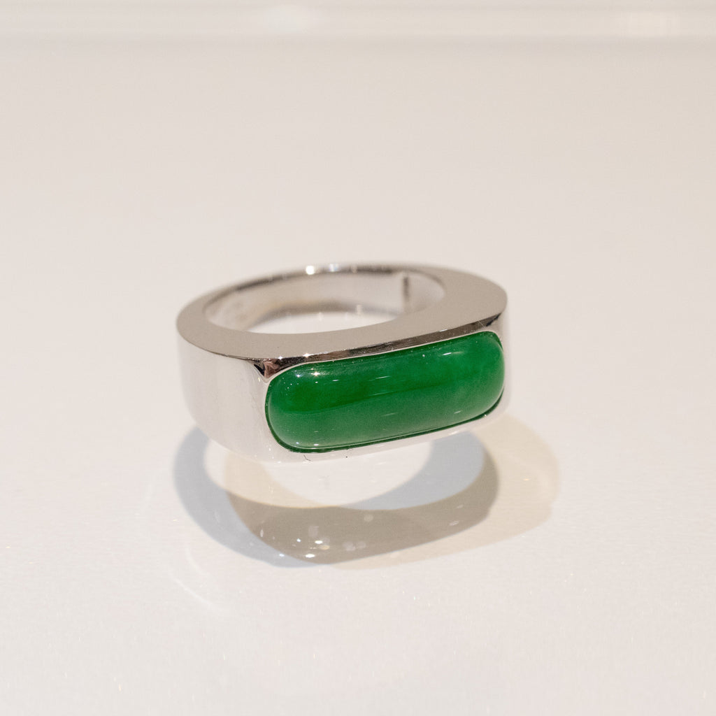 GRANSKY X KATHERINE US 7 18K Gold A-Grade Natural Vivid Green Jadeite Ring