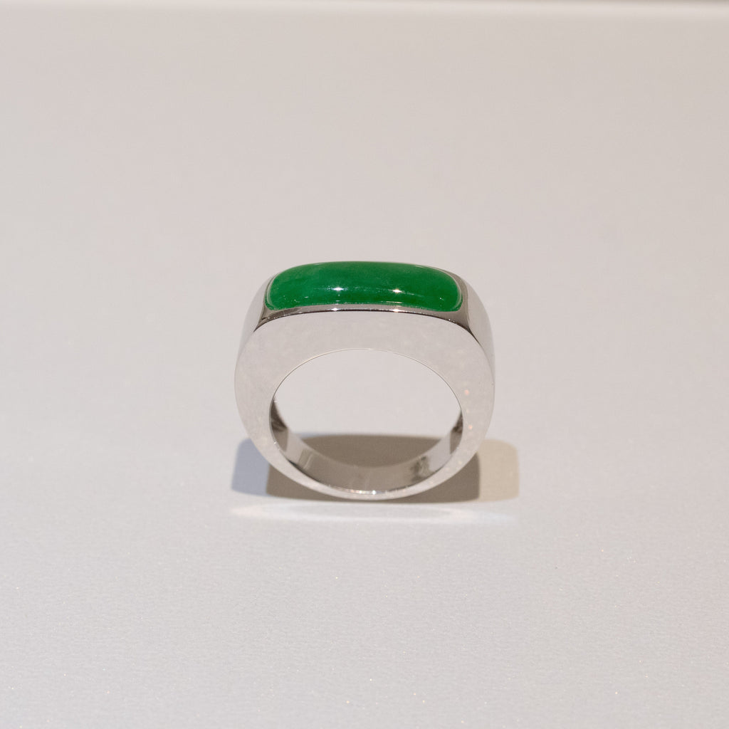 GRANSKY X KATHERINE US 7 18K Gold A-Grade Natural Vivid Green Jadeite Ring