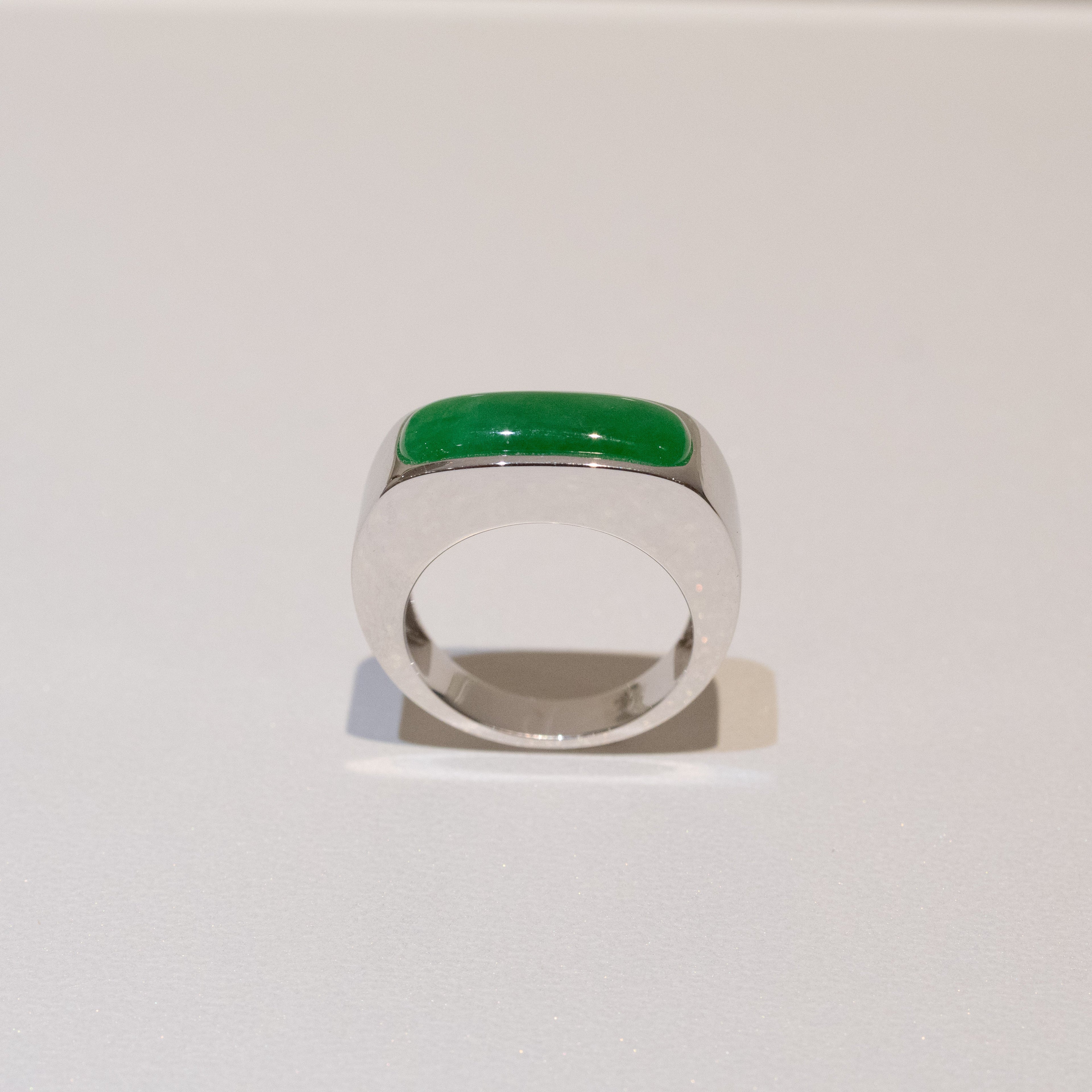 GRANSKY X KATHERINE US 7 18K Gold A-Grade Natural Vivid Green Jadeite Ring