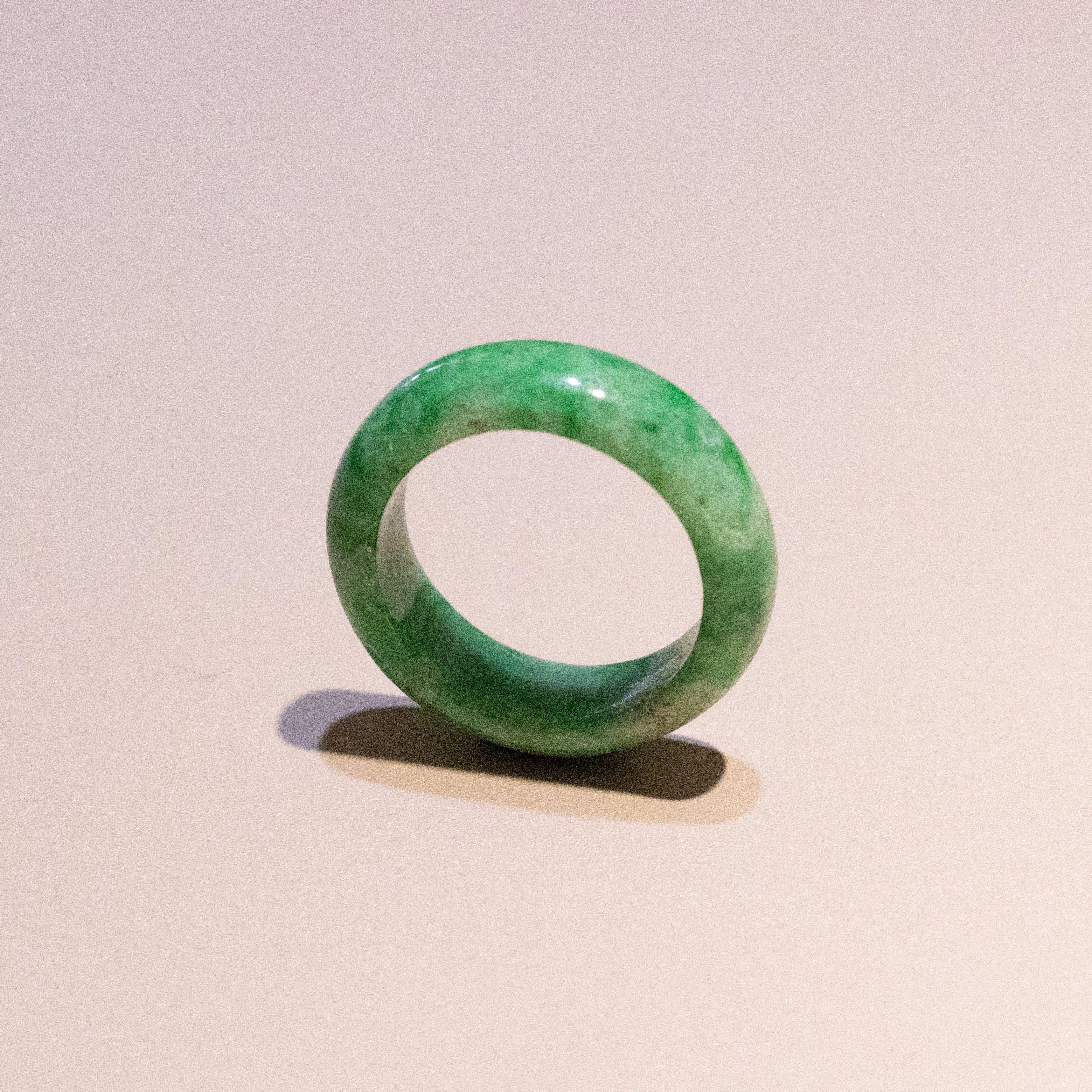 Size 5.75 Natural Type-A Burmese Apple Green Jade Band Ring
