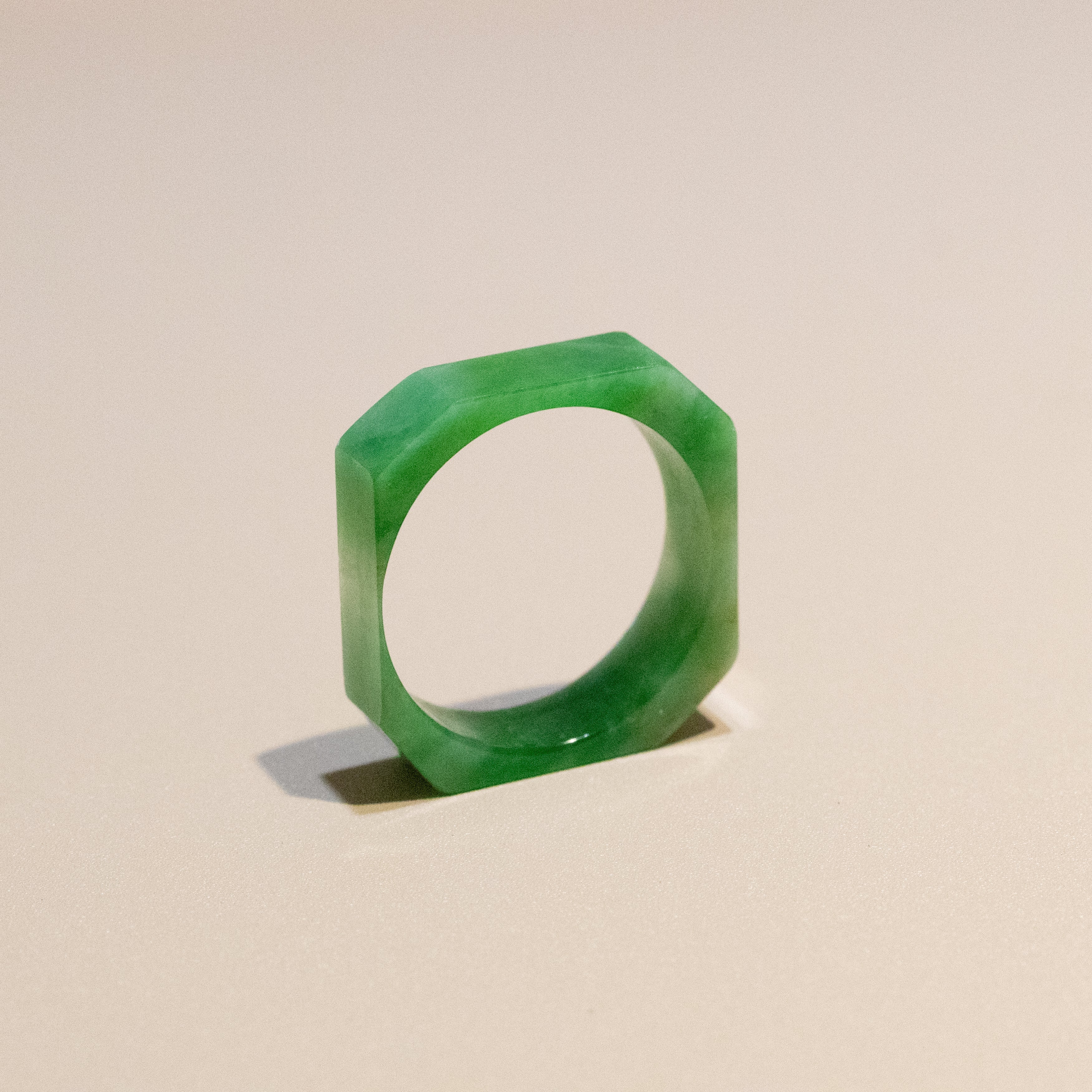 Size US 10.5 Intense Green Burmese Jade Ring Band - Type A Natural Jadeite