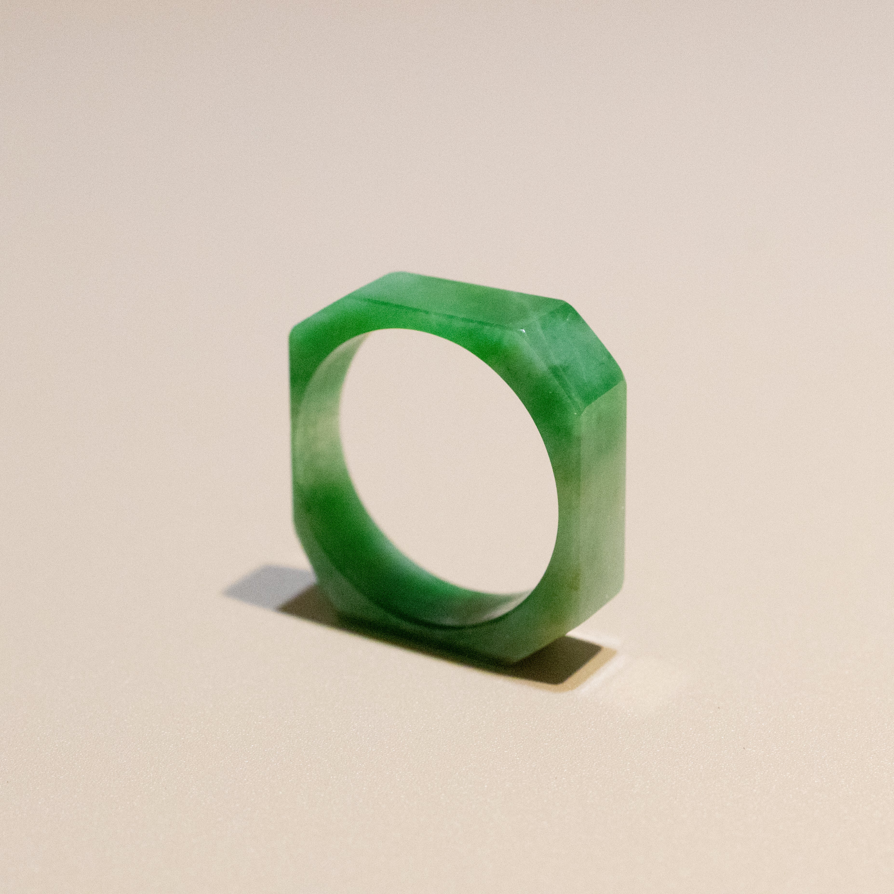 Size US 10.5 Intense Green Burmese Jade Ring Band - Type A Natural Jadeite