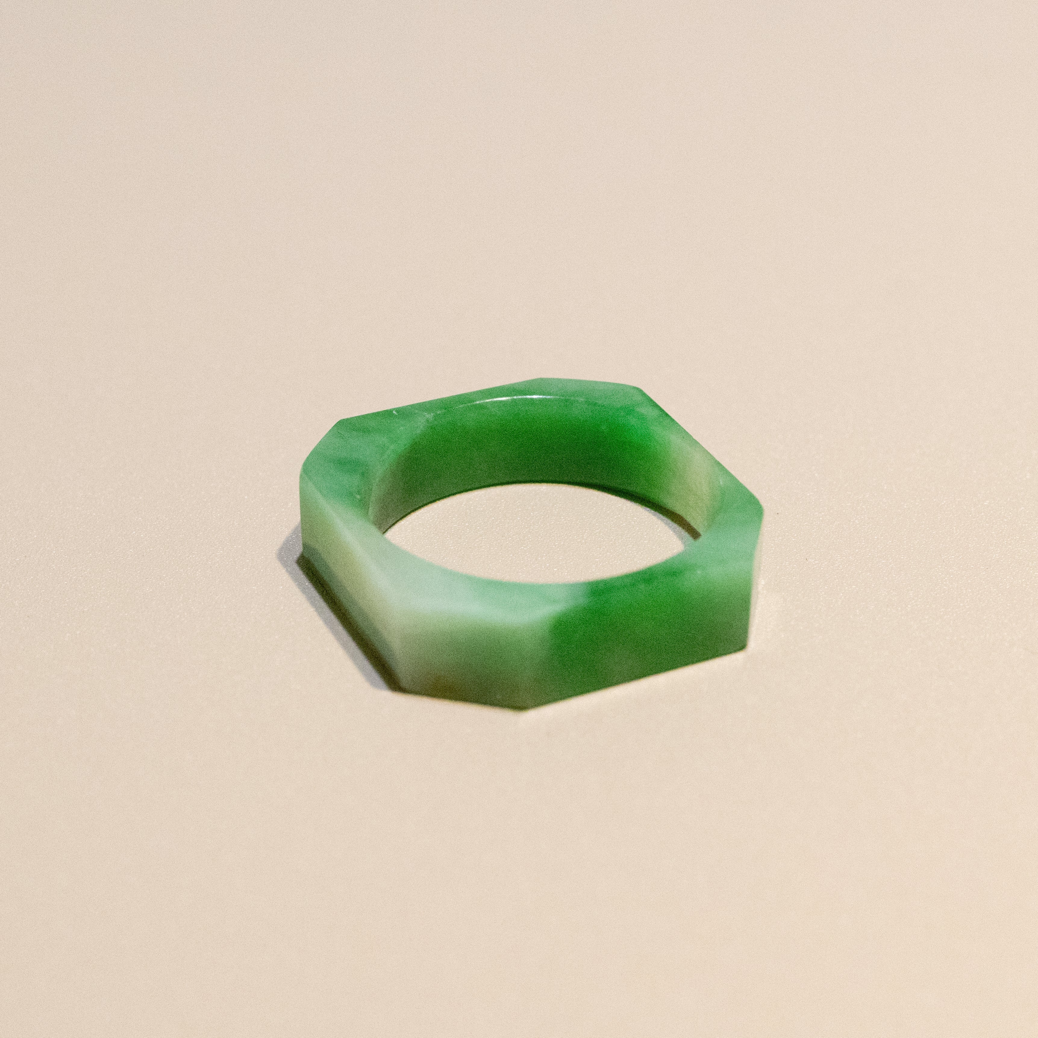 Size US 10.5 Intense Green Burmese Jade Ring Band - Type A Natural Jadeite