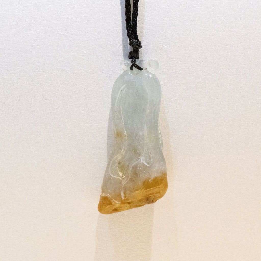 Handmade Carving Melon Shape Brown Jade Pendant Necklace