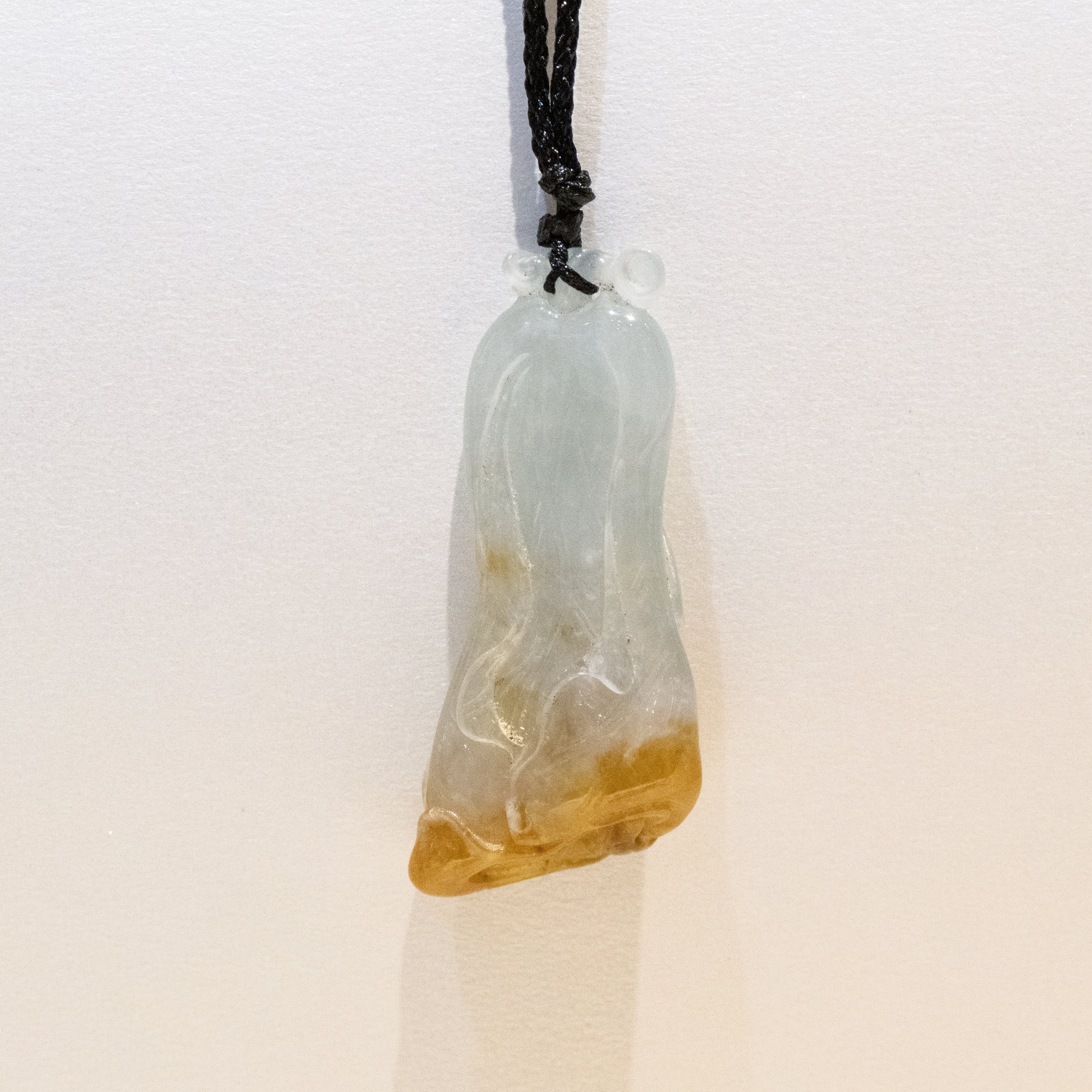 Handmade Carving Melon Shape Brown Jade Pendant Necklace