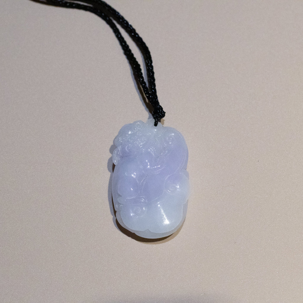 Purple Jade Ruyi & Pixiu Pendant - Wealth & Protection Amulet