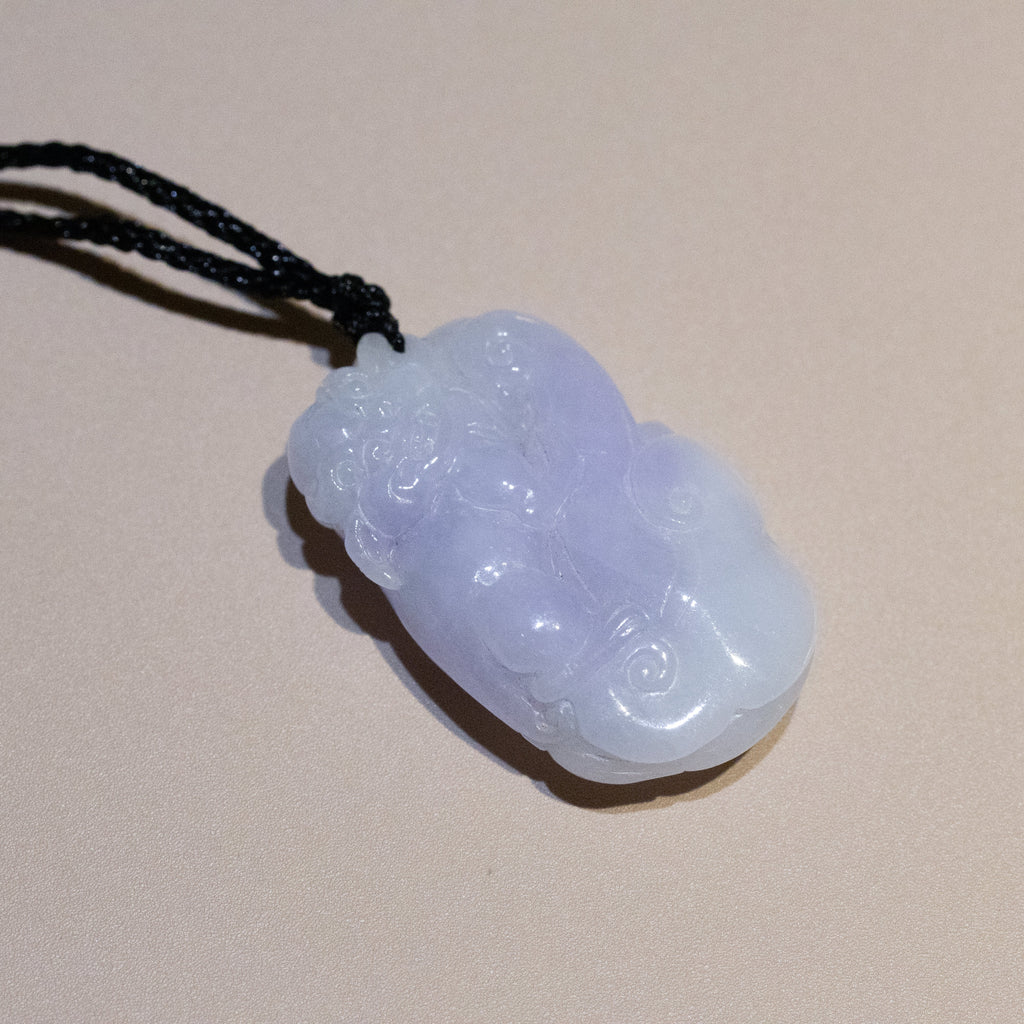 Purple Jade Ruyi & Pixiu Pendant - Wealth & Protection Amulet