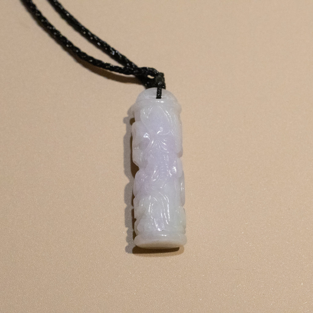 Carved Dragon Purple Rod Jade Pendant Natural Untreated Burmese Jade