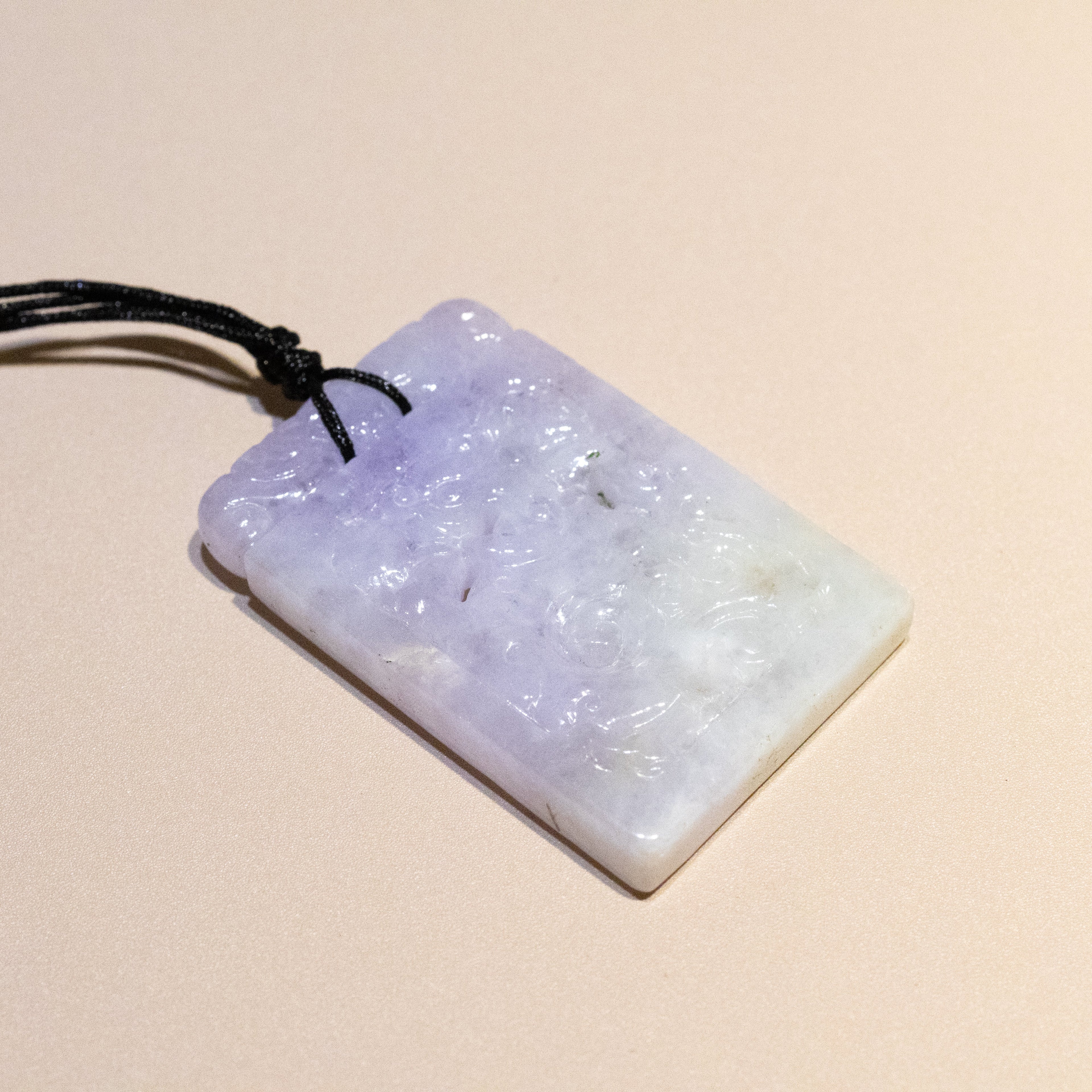 Genuine Purple Jade Carved Dragon Rectangular Pendant