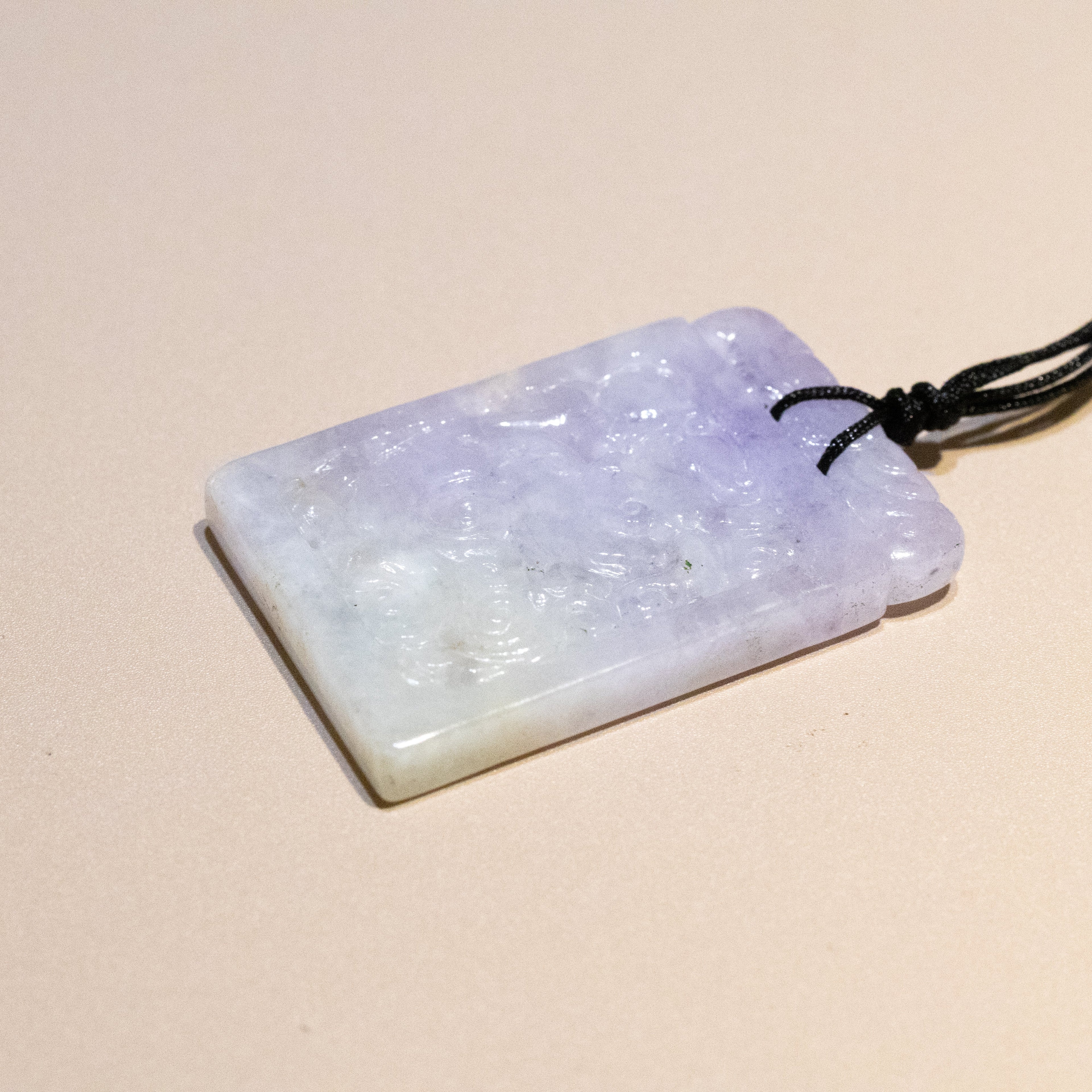 Genuine Purple Jade Carved Dragon Rectangular Pendant