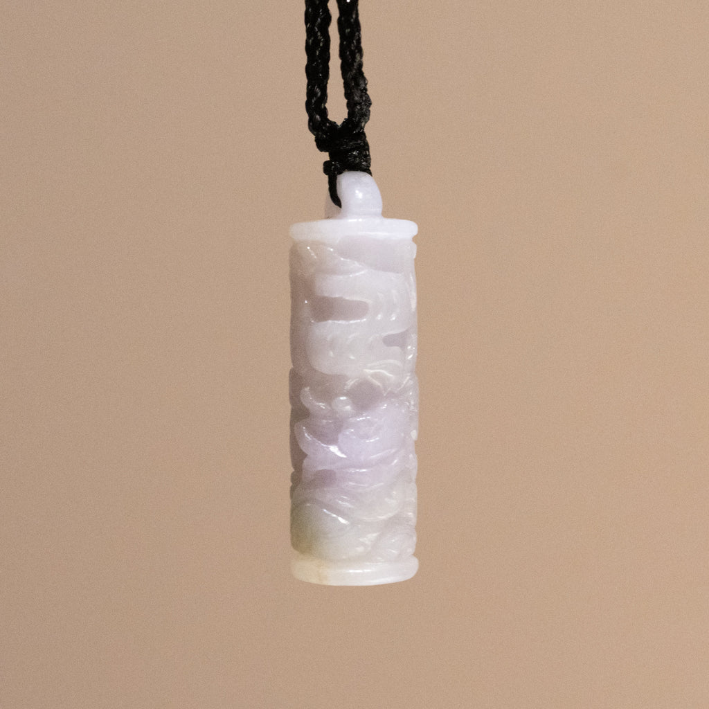 Carved Dragon Purple Rod Jade Pendant Natural Untreated Burmese Jade