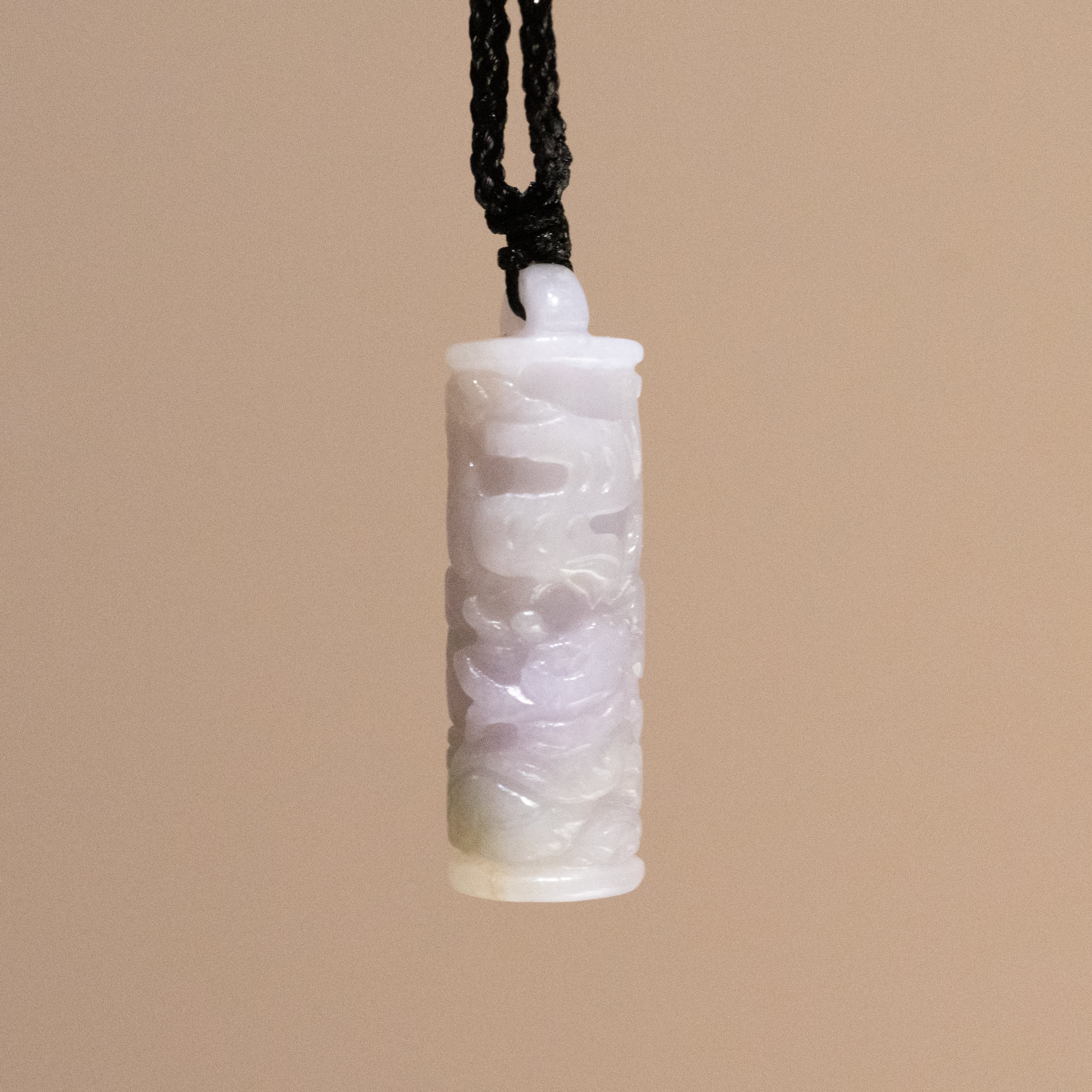 Carved Dragon Purple Rod Jade Pendant Natural Untreated Burmese Jade