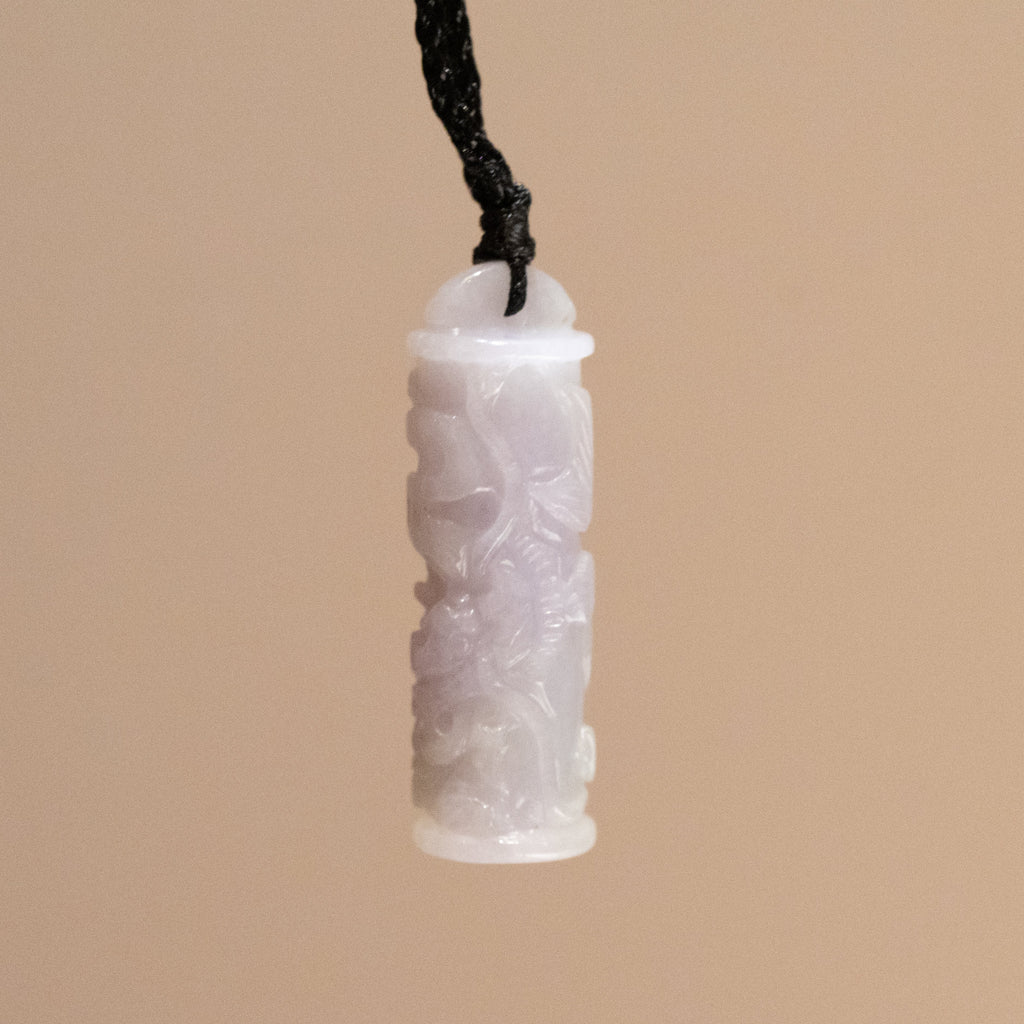 Carved Dragon Purple Rod Jade Pendant Natural Untreated Burmese Jade