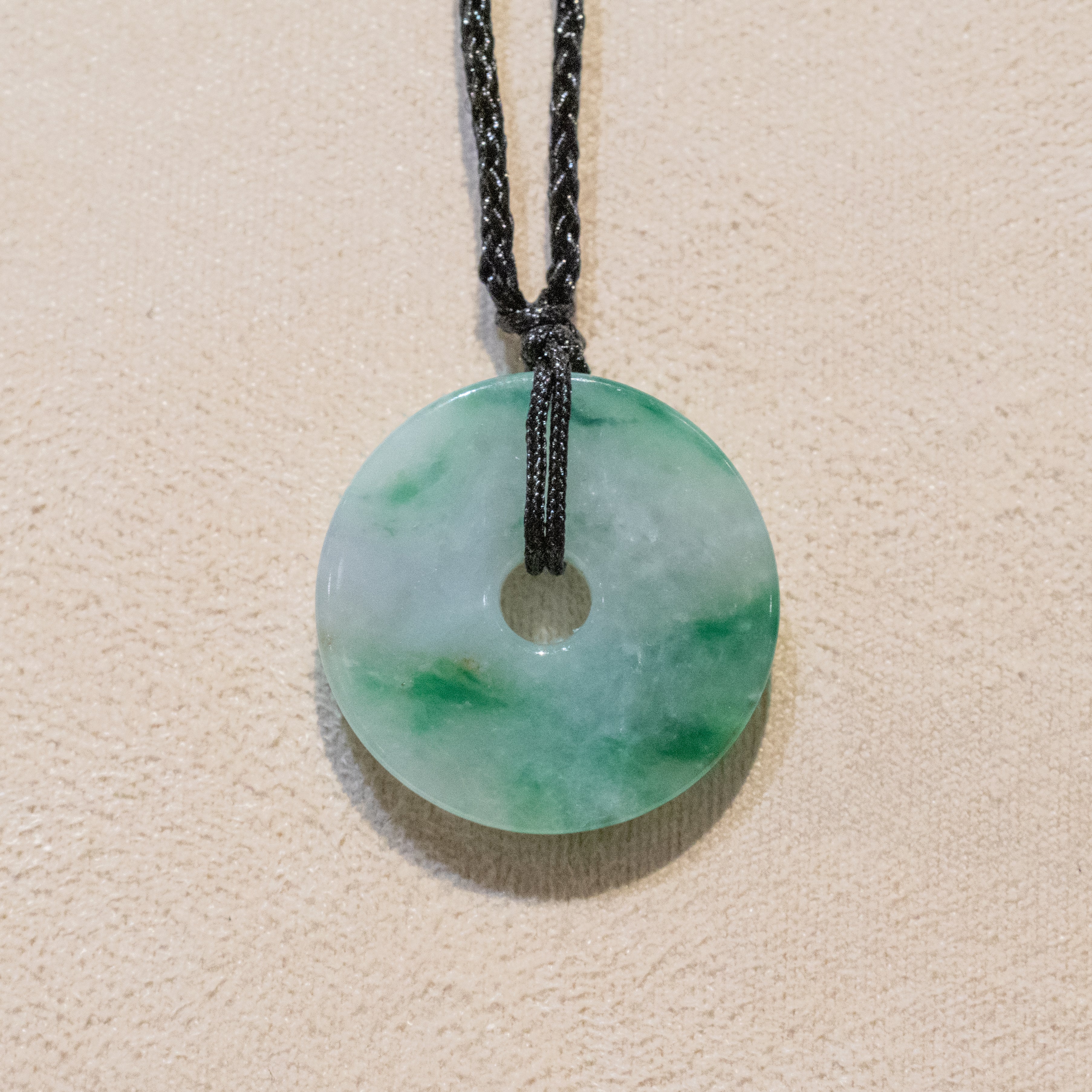 22.5mm Green Jade Round Donut Pendant - Calming Gemstone
