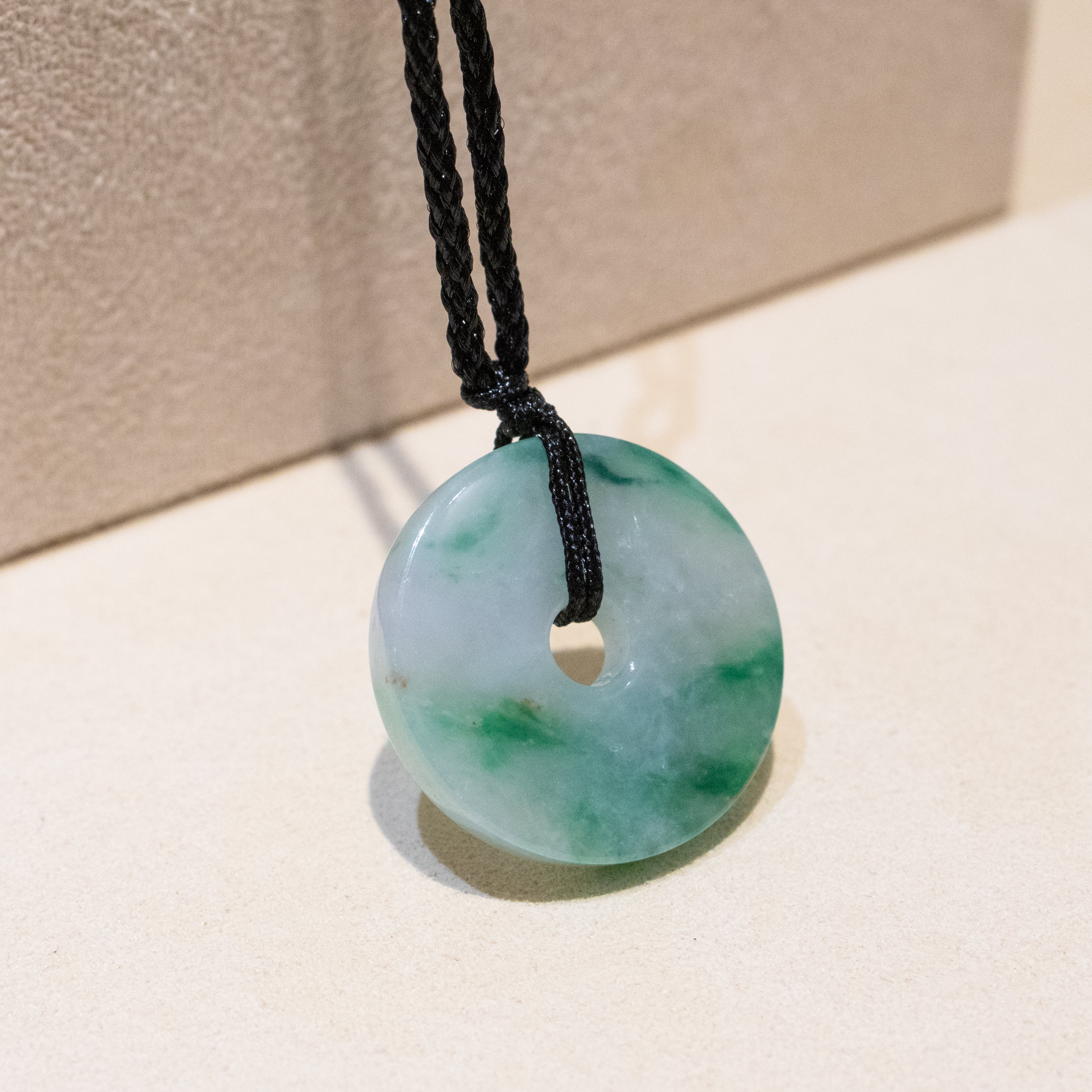 22.5mm Green Jade Round Donut Pendant - Calming Gemstone