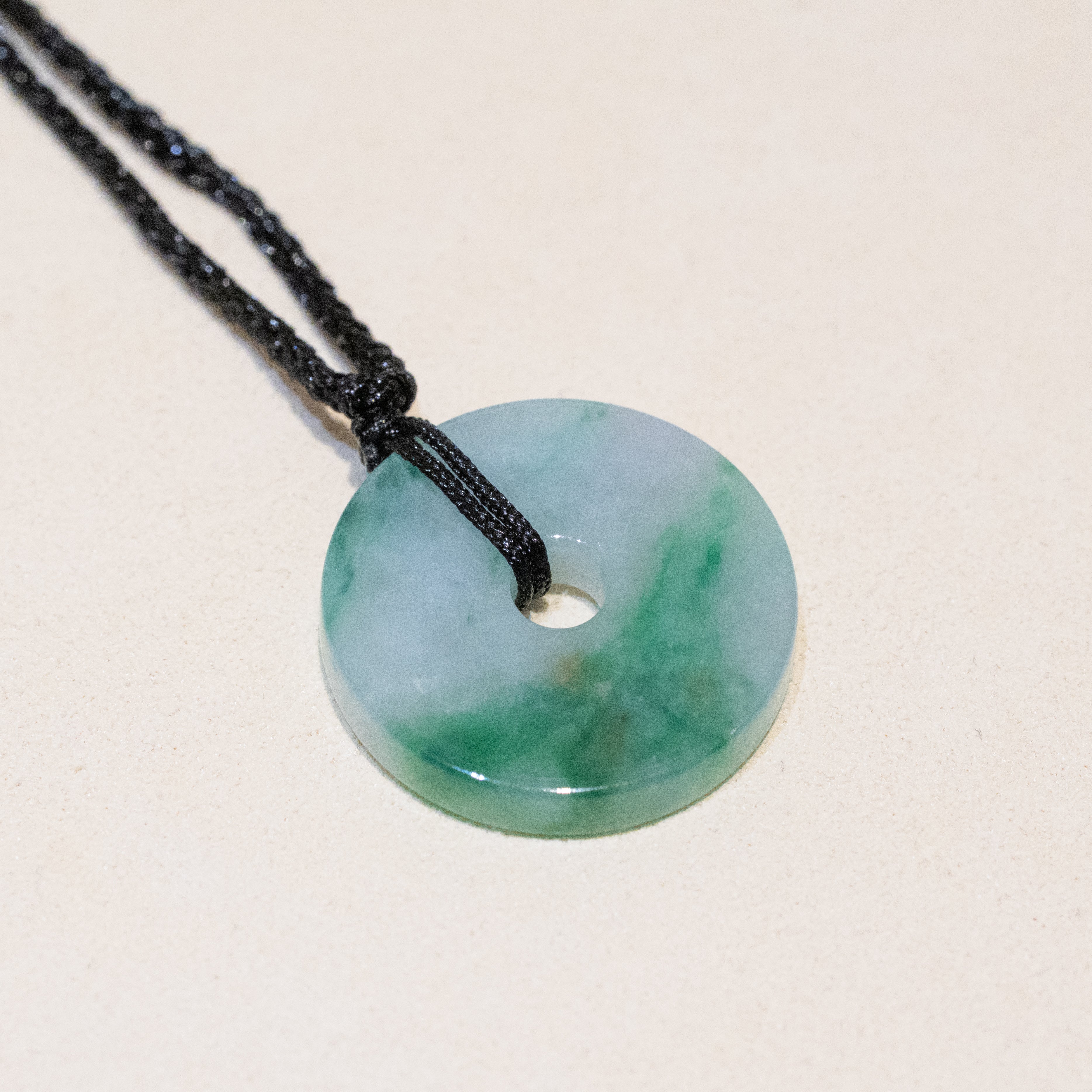 22.5mm Green Jade Round Donut Pendant - Calming Gemstone