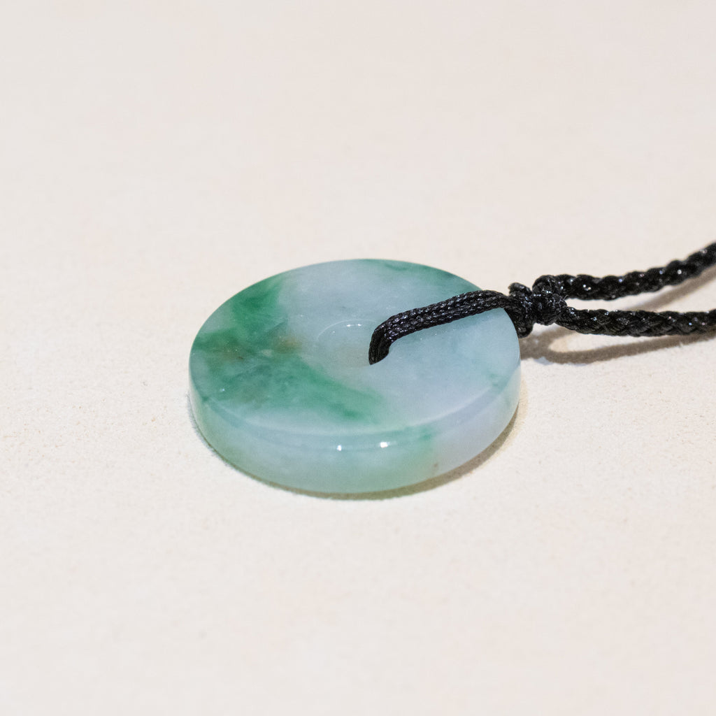 22.5mm Green Jade Round Donut Pendant - Calming Gemstone