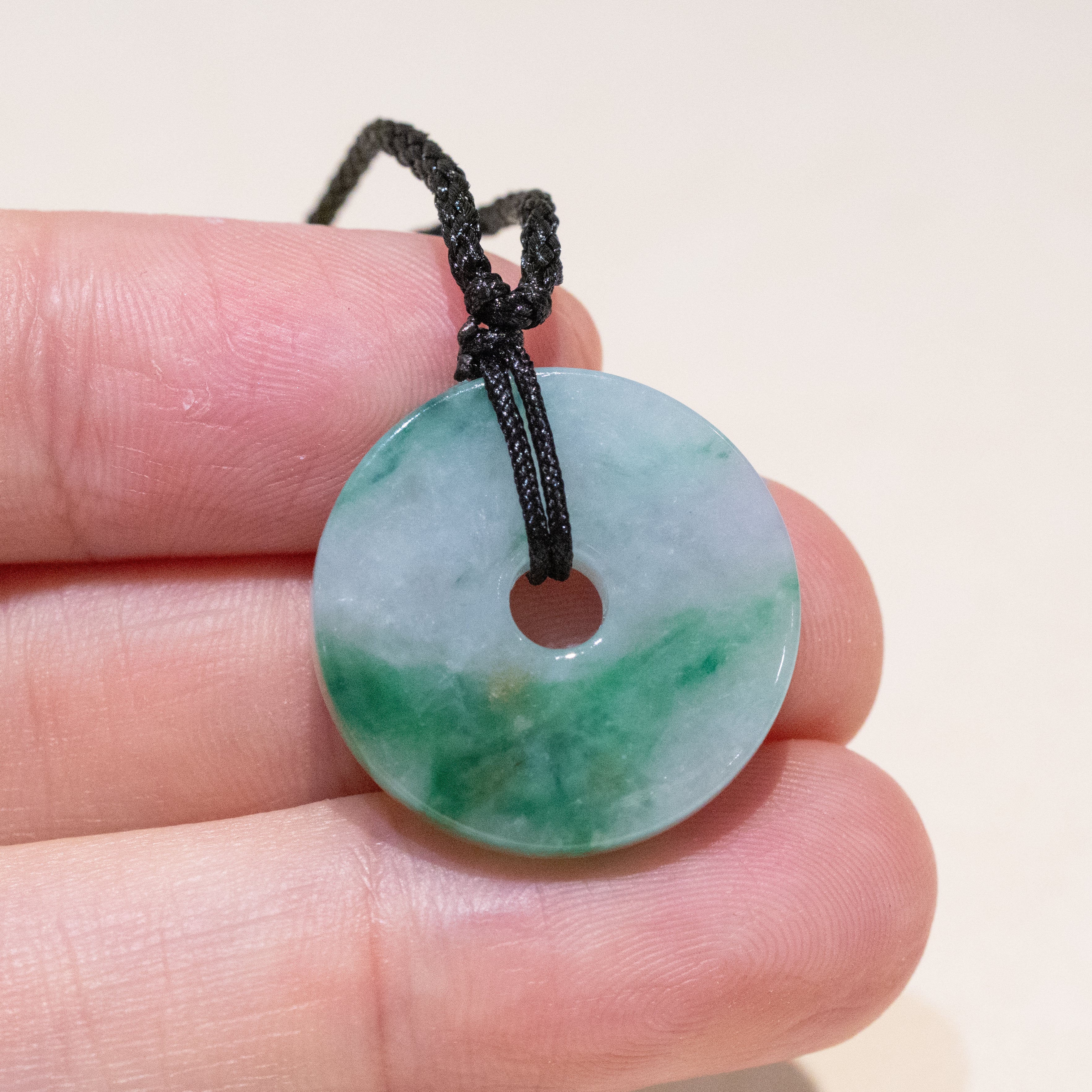 22.5mm Green Jade Round Donut Pendant - Calming Gemstone