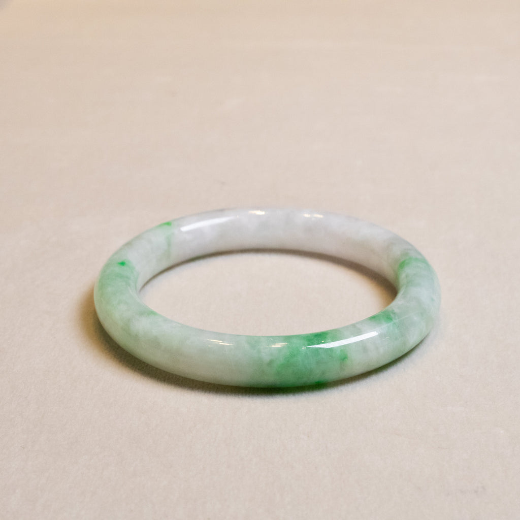 54.6mm Bright Green Color Jadeite Bangle – Untreated Natural Green Burmese Jadeite