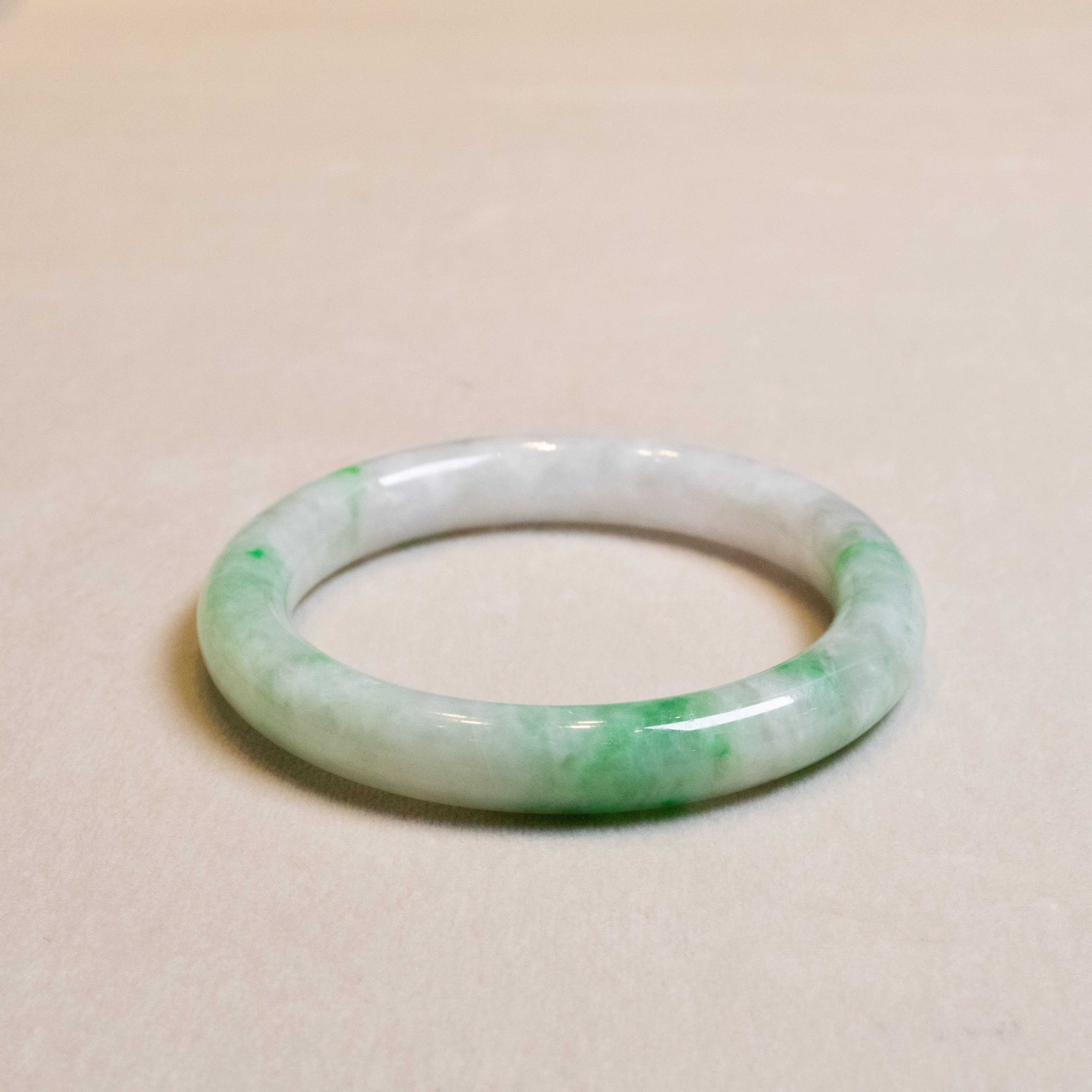 54.6mm Bright Green Color Jadeite Bangle – Untreated Natural Green Burmese Jadeite