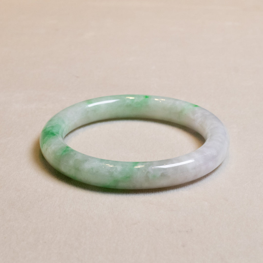 54.6mm Bright Green Color Jadeite Bangle – Untreated Natural Green Burmese Jadeite