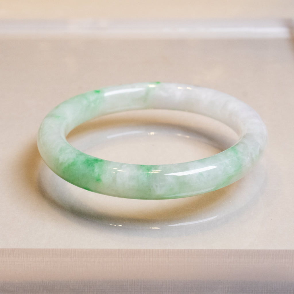 54.6mm Bright Green Color Jadeite Bangle – Untreated Natural Green Burmese Jadeite