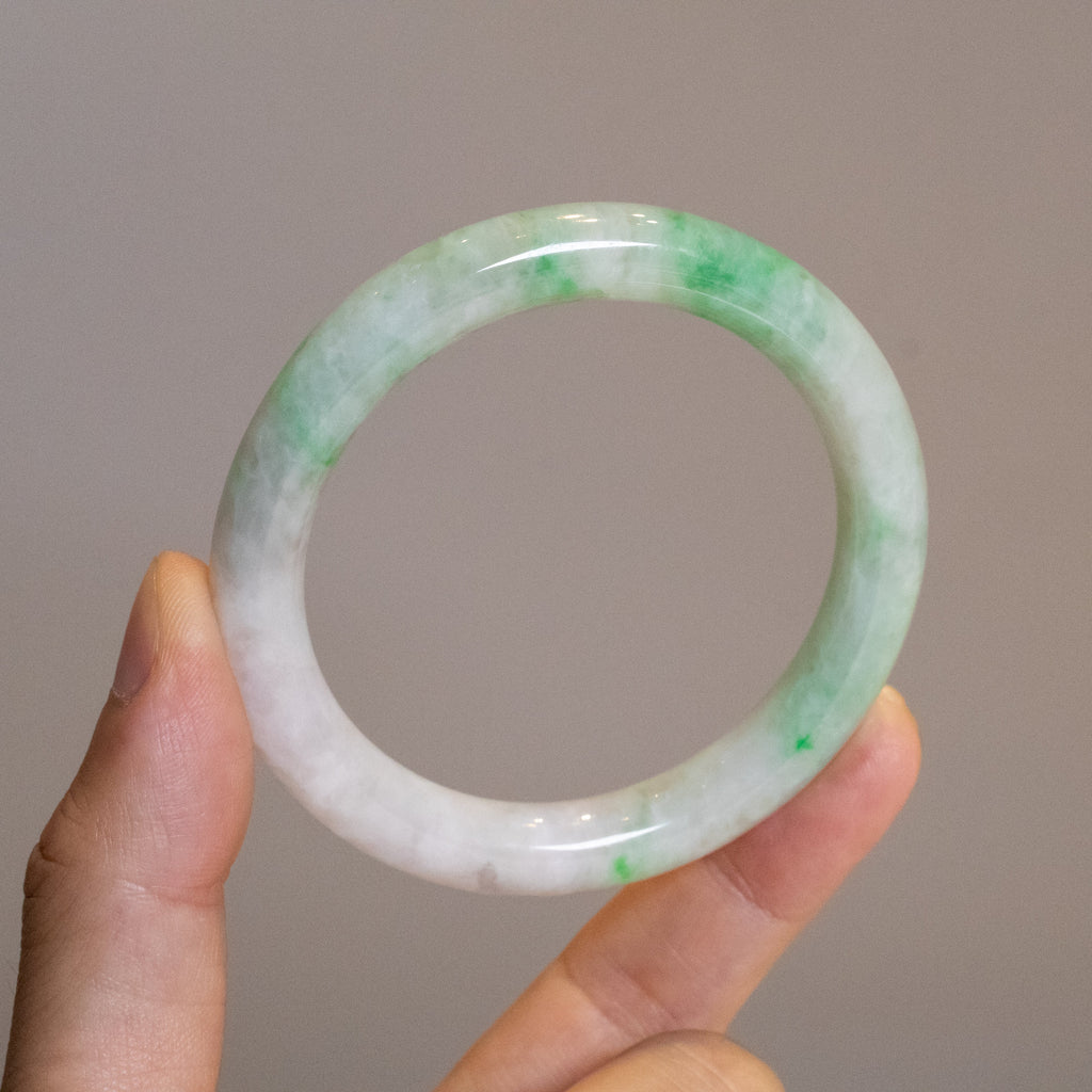 54.6mm Bright Green Color Jadeite Bangle – Untreated Natural Green Burmese Jadeite