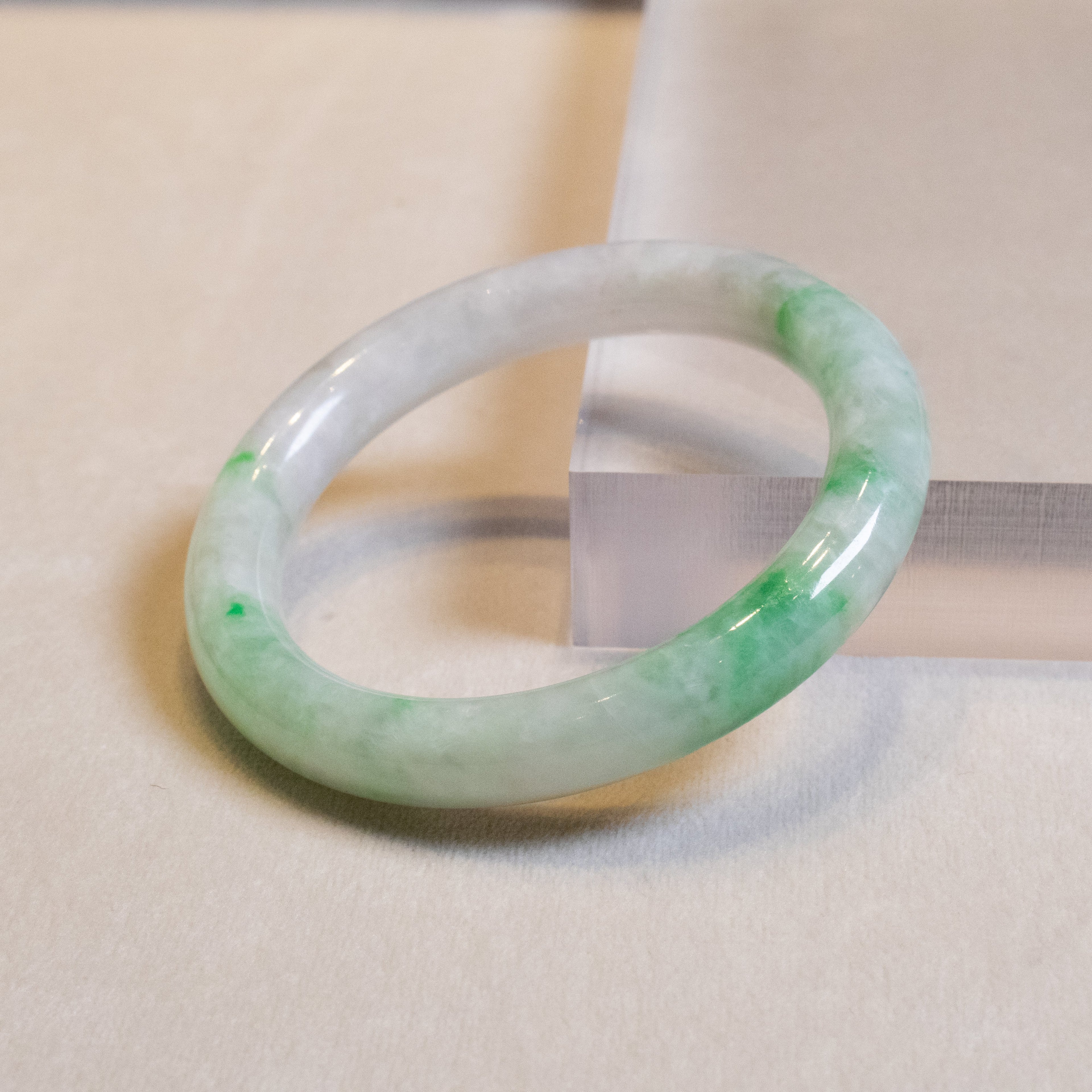 54.6mm Bright Green Color Jadeite Bangle – Untreated Natural Green Burmese Jadeite