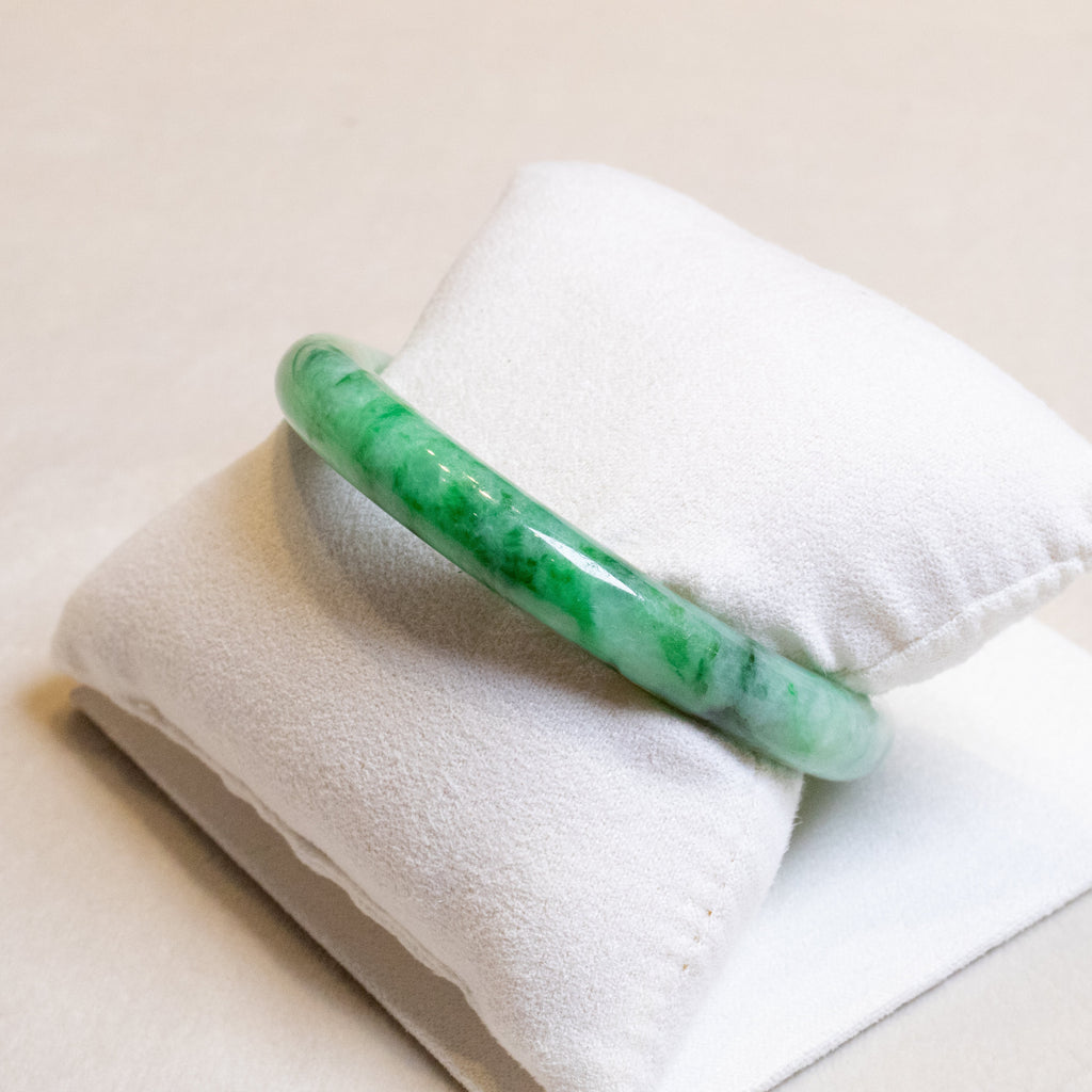 56mm Imperial Green Color Jadeite Bangle – Untreated Natural Green Burmese Jadeite