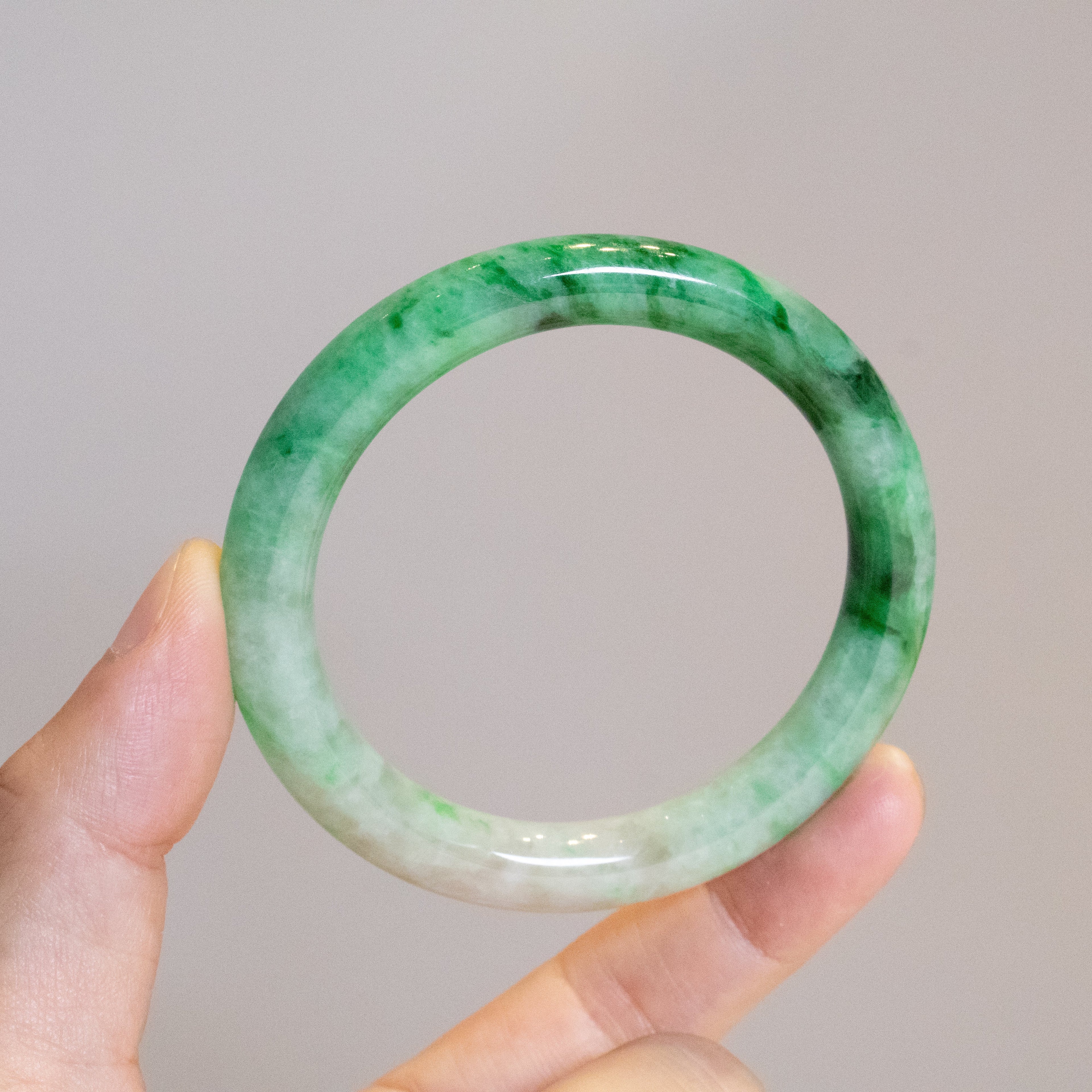 56mm Imperial Green Color Jadeite Bangle – Untreated Natural Green Burmese Jadeite