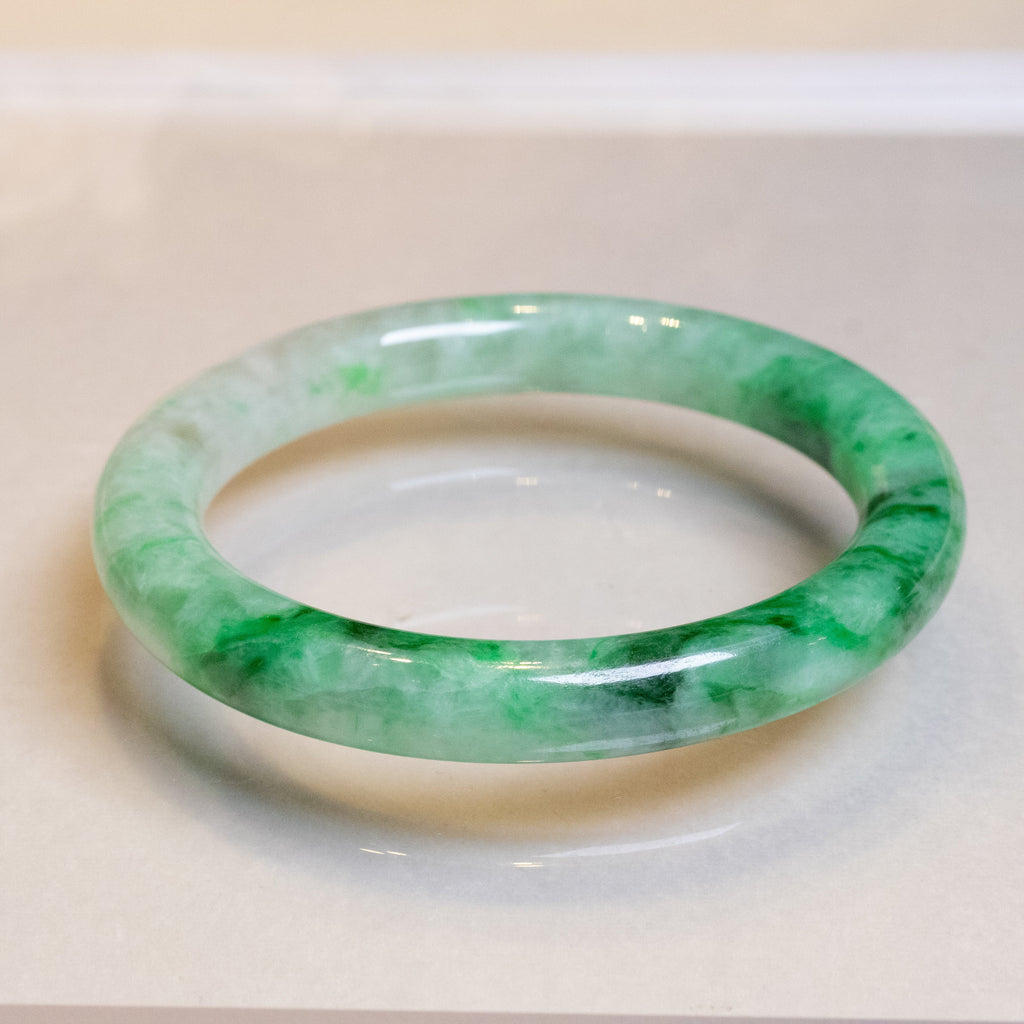 56mm Imperial Green Color Jadeite Bangle – Untreated Natural Green Burmese Jadeite