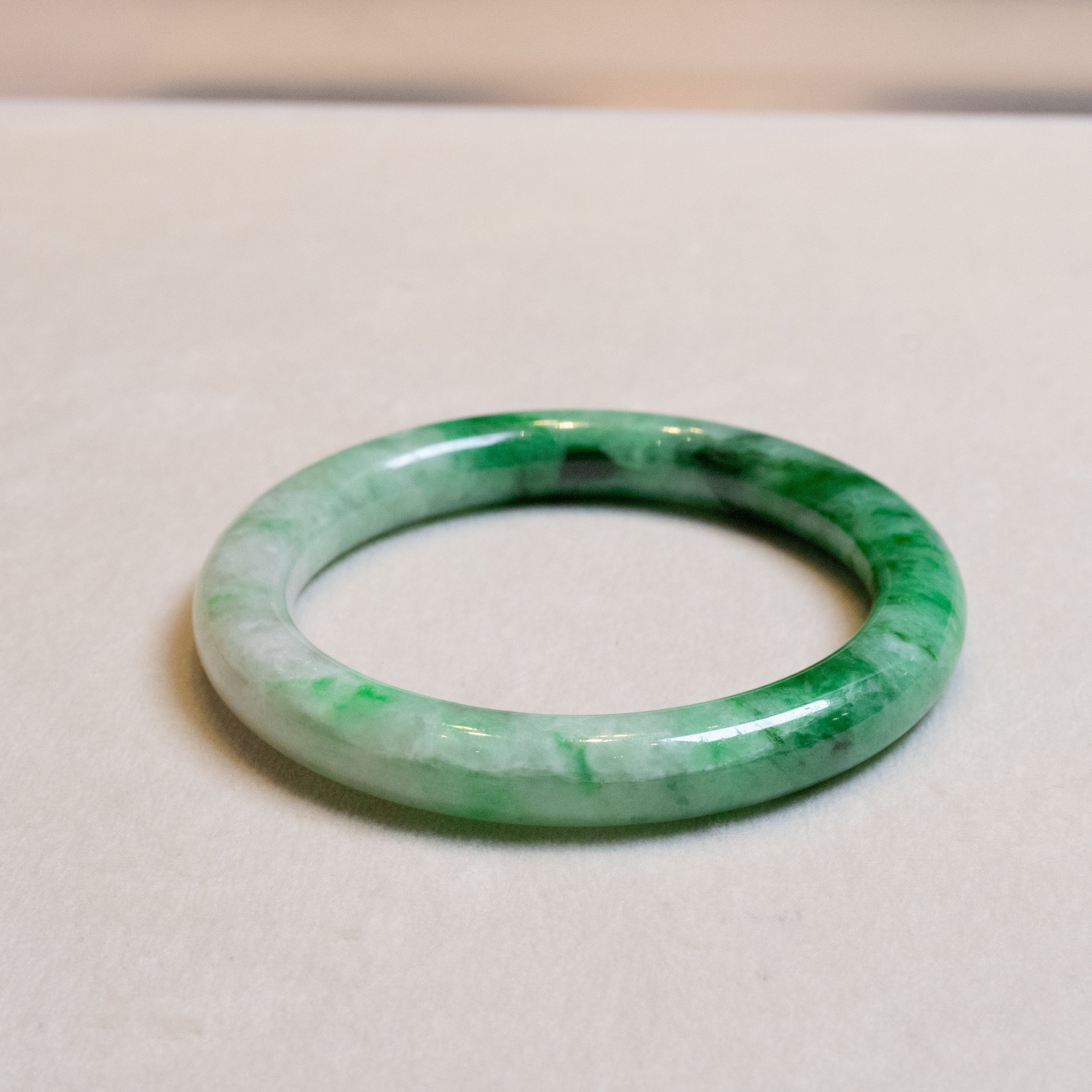 56mm Imperial Green Color Jadeite Bangle – Untreated Natural Green Burmese Jadeite