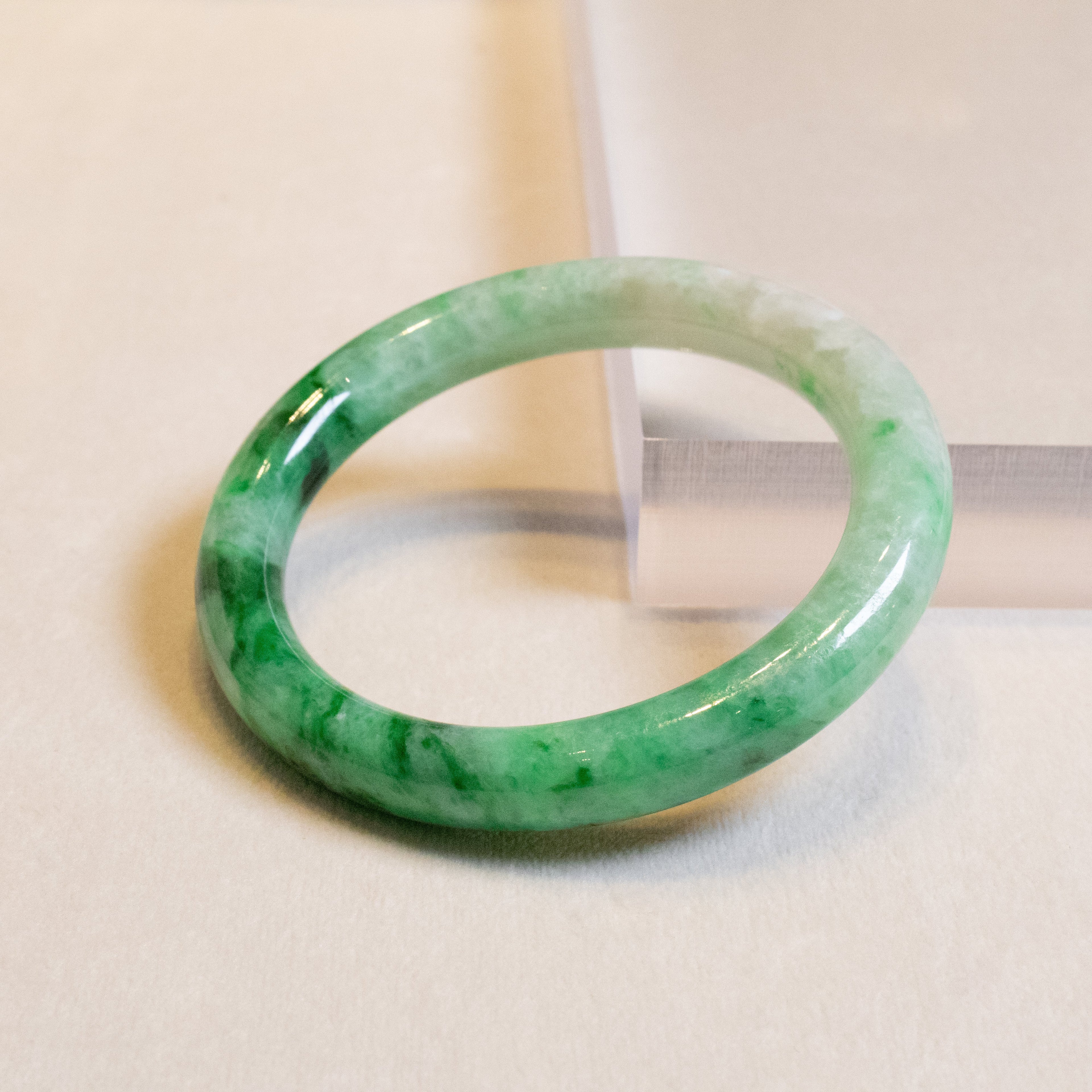 56mm Imperial Green Color Jadeite Bangle – Untreated Natural Green Burmese Jadeite