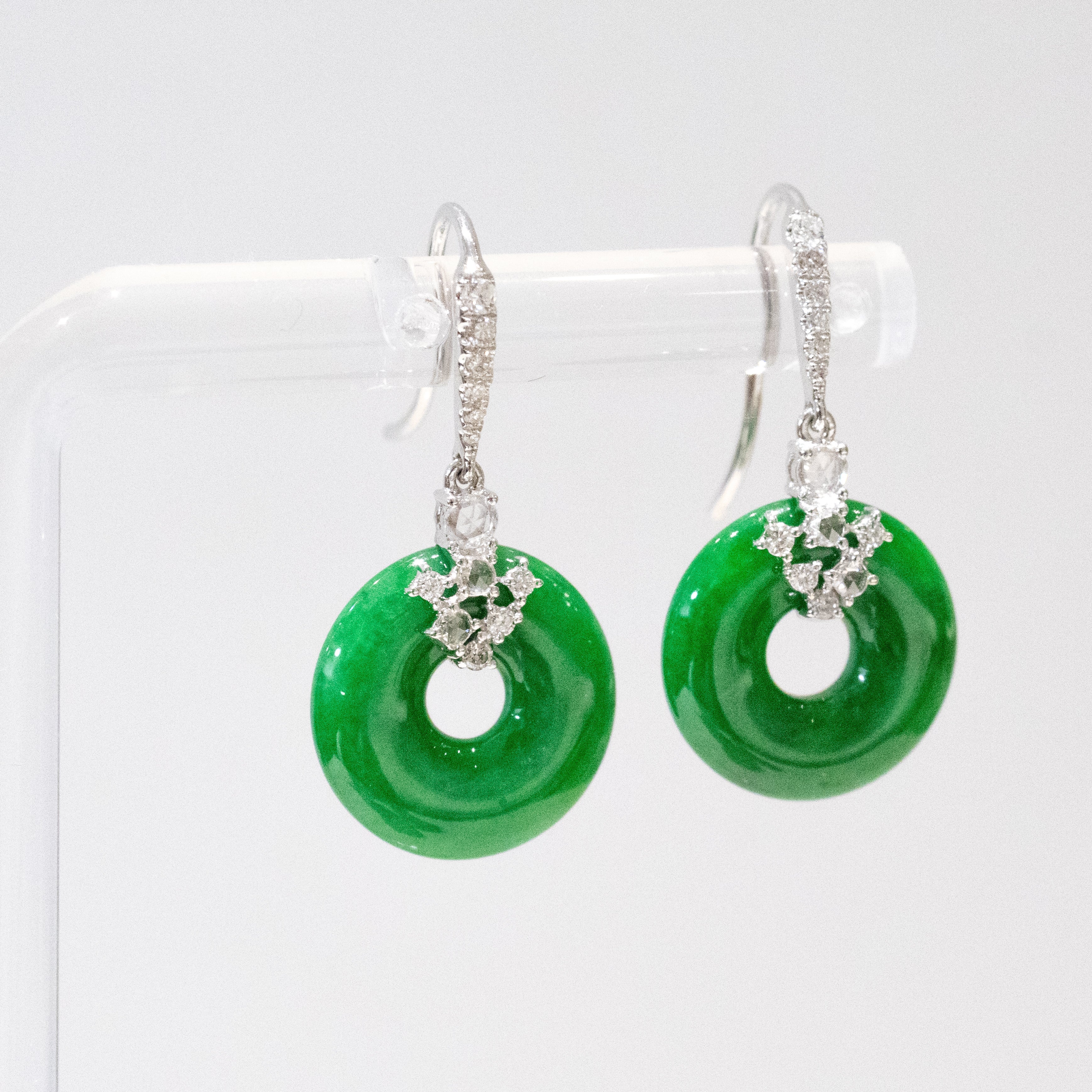 Gransky X Katherine Imperial Green Jadeite Donut Drop Earrings