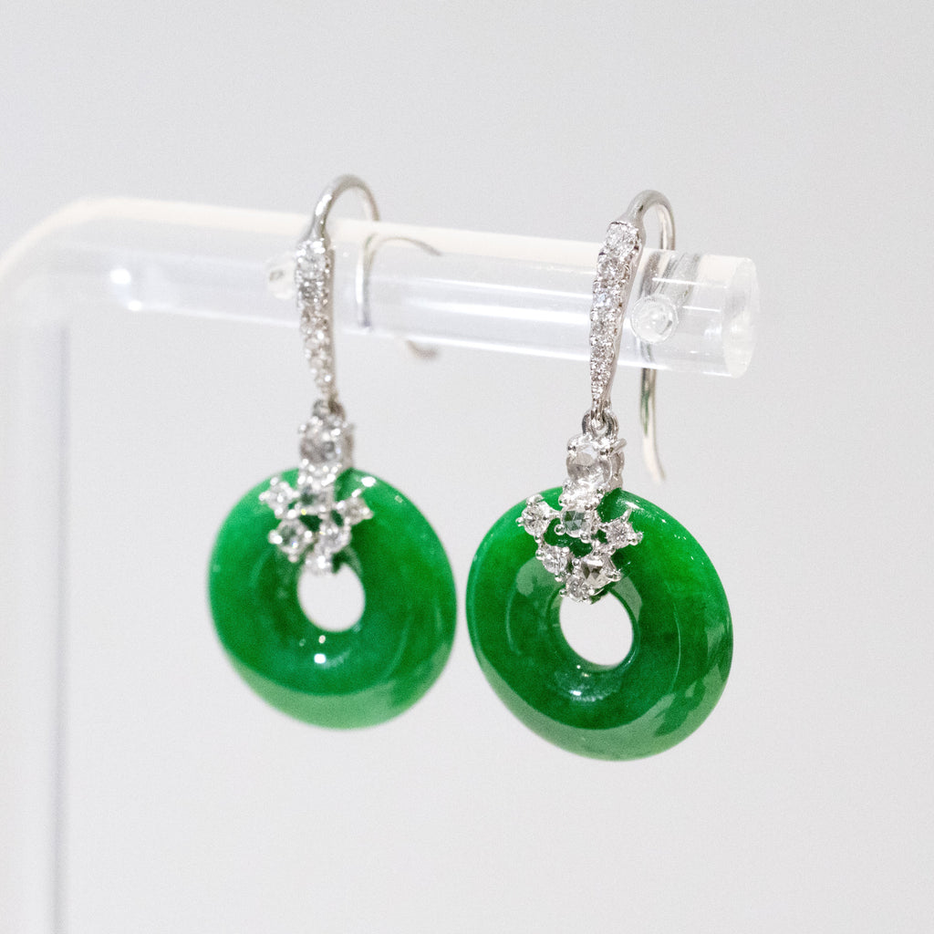 Gransky X Katherine Imperial Green Jadeite Donut Drop Earrings