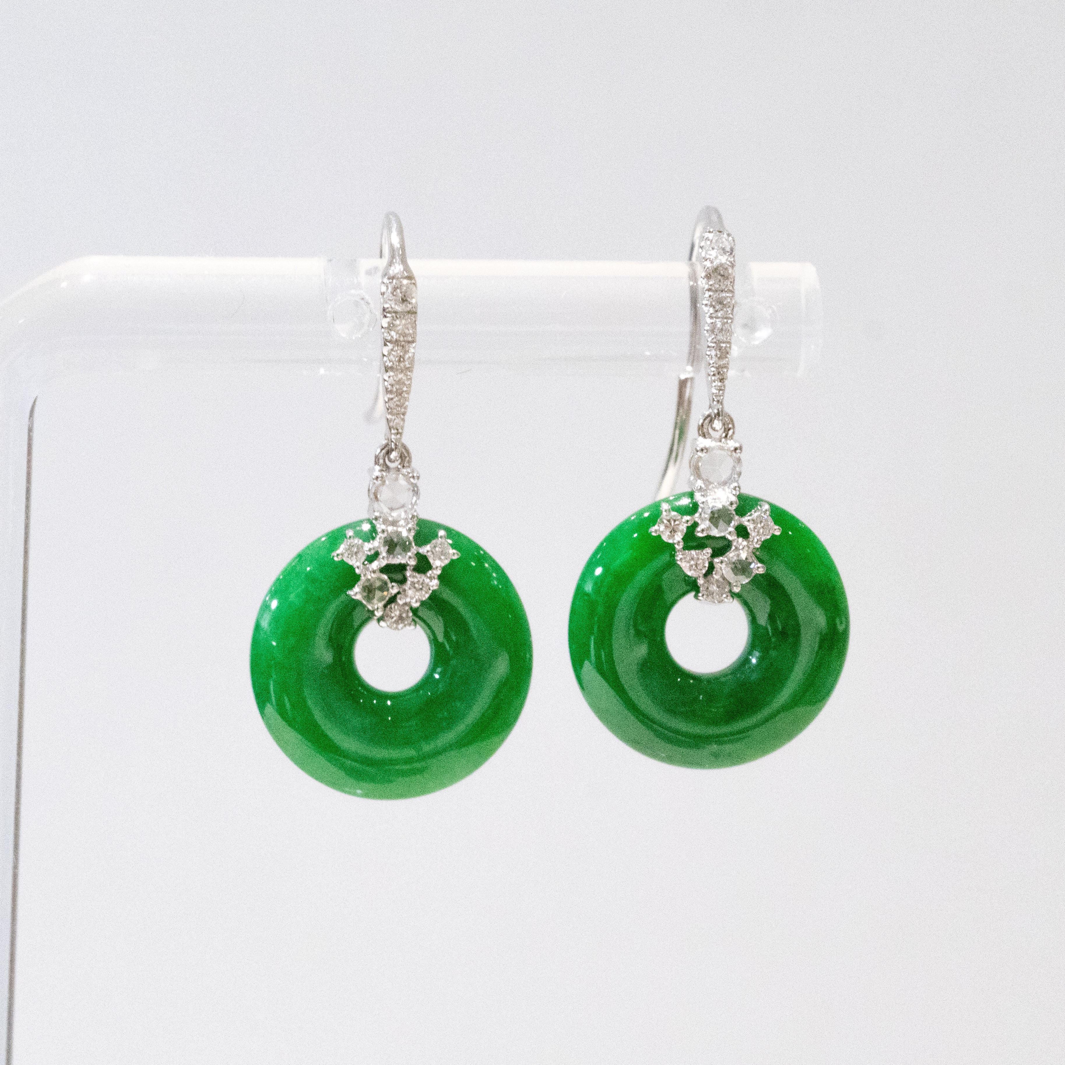 Gransky X Katherine Imperial Green Jadeite Donut Drop Earrings