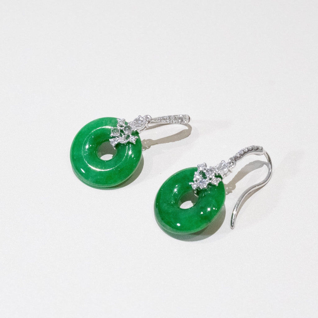Gransky X Katherine Imperial Green Jadeite Donut Drop Earrings