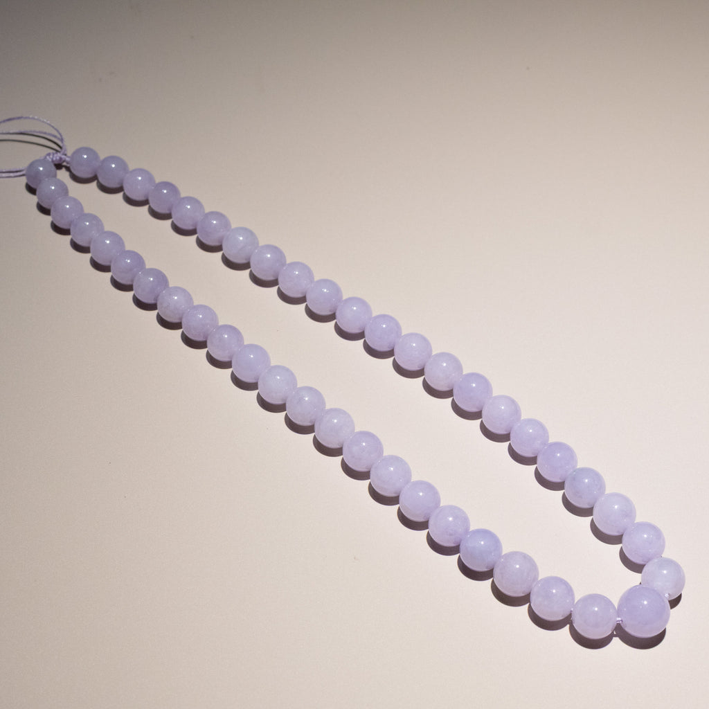 Natural Rare Purple Jade Bead Necklace – Collector’s Gemstone Jewelry – Grade-A Jade