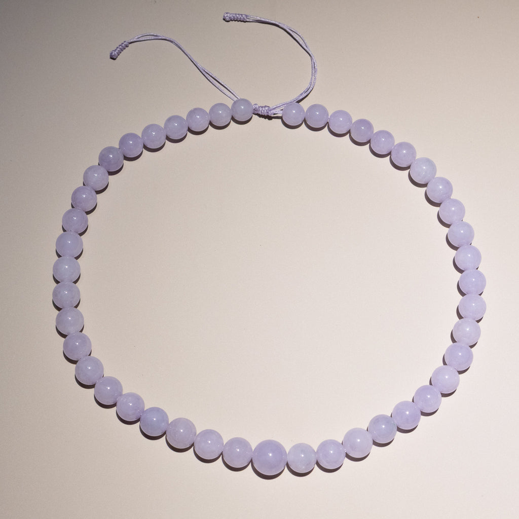 Natural Rare Purple Jade Bead Necklace – Collector’s Gemstone Jewelry – Grade-A Jade